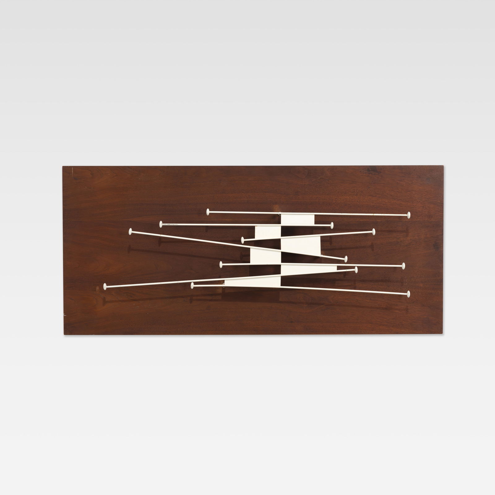 Pat Roeker - Wall Sculpture: A steel and walnut wall sculpture by Pat Roeker. All measurements are in inches. Height x Width x Depth