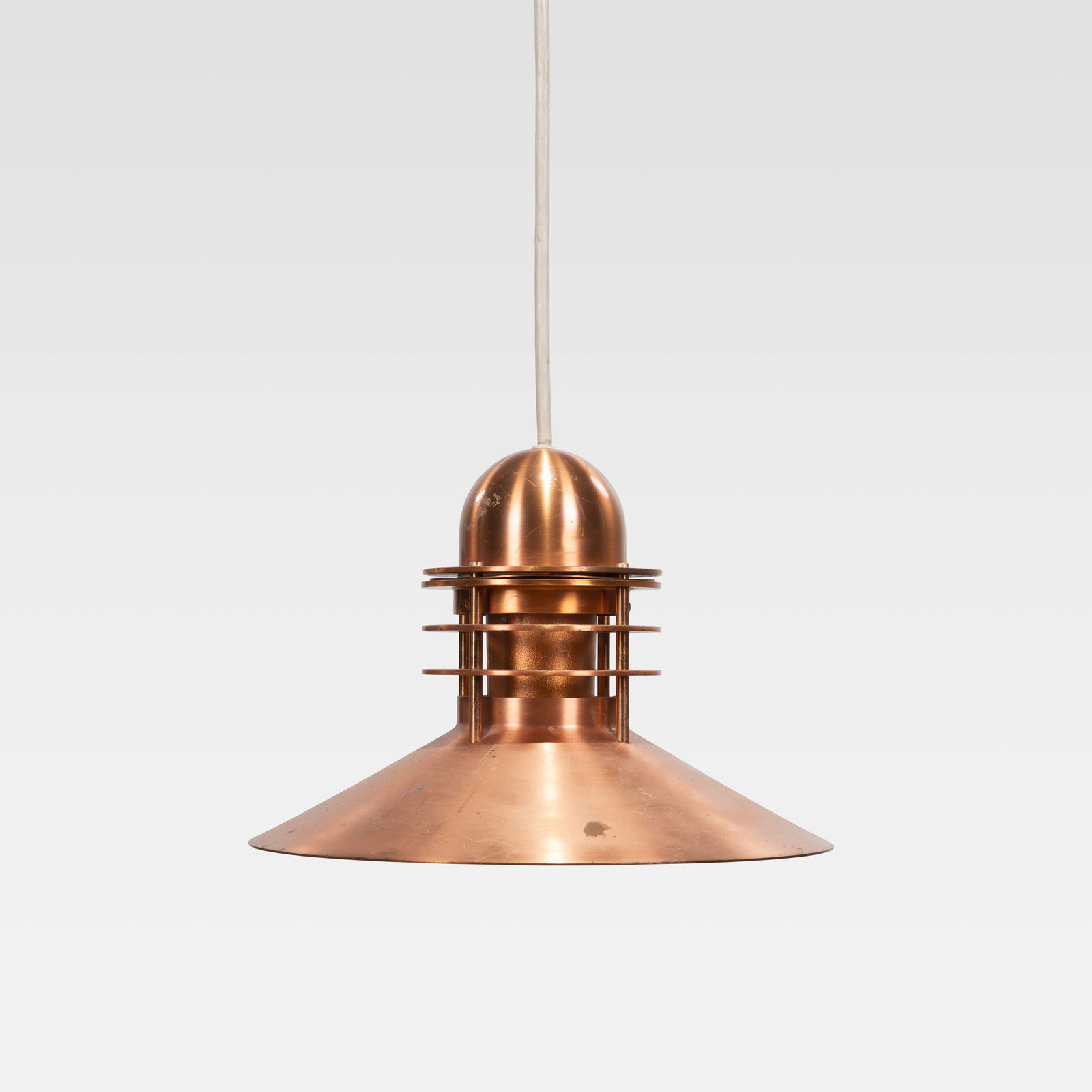 Poul Henningsen - Pendant: A vintage copper pendant light by Poul Henningsen for Louis Poulsen. Measurements listed are for the pendant.. All measurements are in inches. Height x Width x Depth