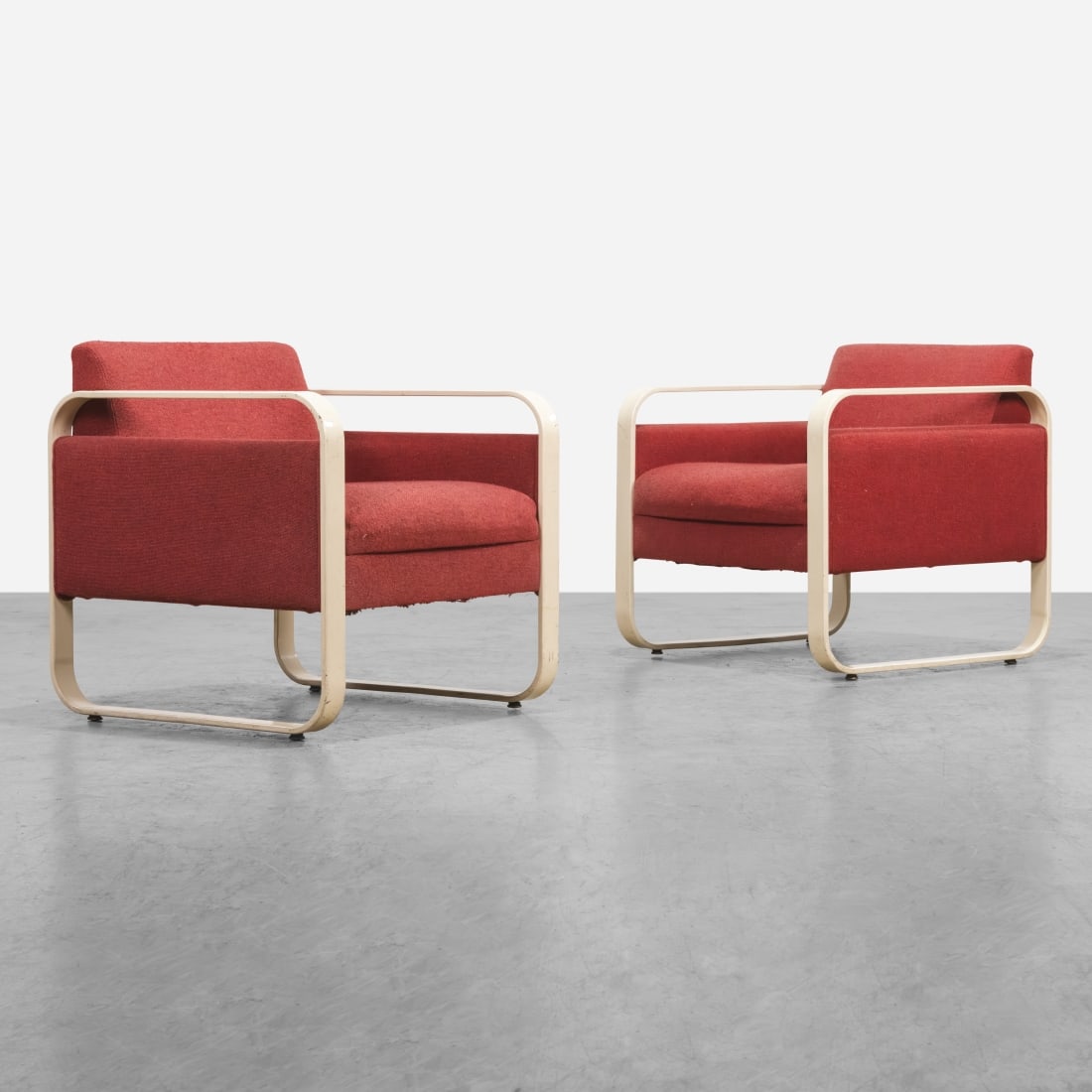 Vintage Club Chairs: A pair of vintage metal club chairs. All measurements are in inches. Height x Width x Depth