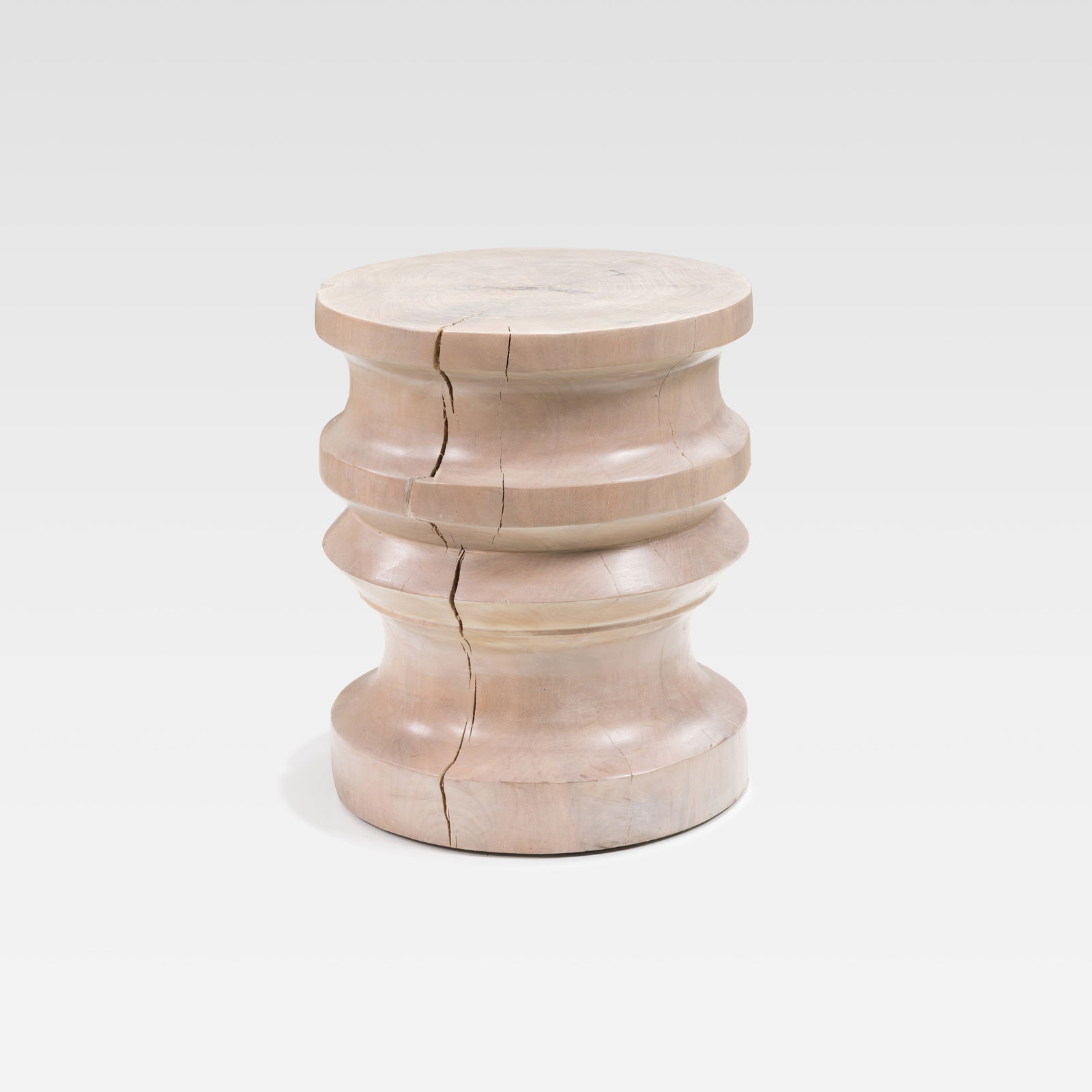 Wood Pedestal Table: A large turned wooden pedestal table. All measurements are in inches. Height x Width x Depth