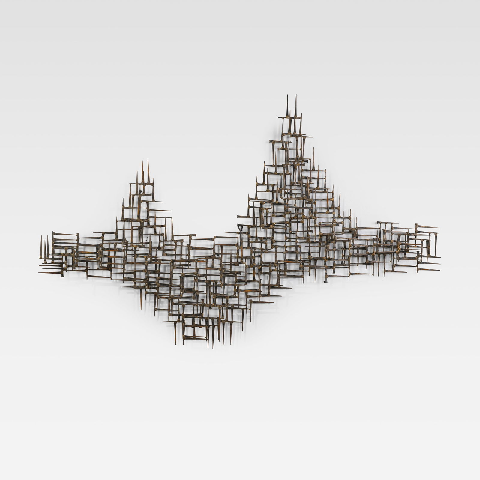 Nail Art Wall Sculpture: A large vintage nail art wall sculpture. All measurements are in inches. Height x Width x Depth