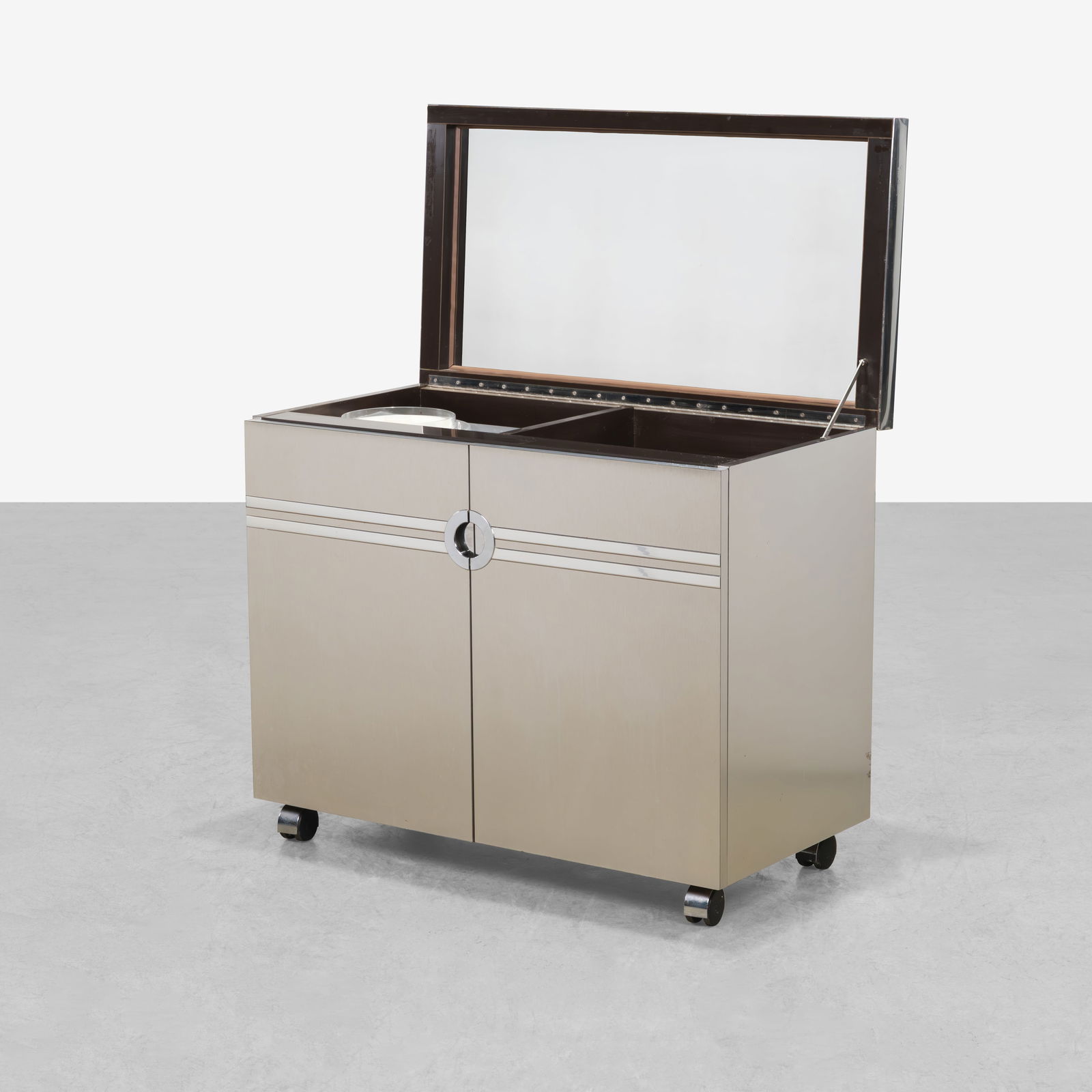 Pierre Cardin - Dry Bar: A rolling dry bar by Pierre Cardin. All measurements are in inches. Height x Width x Depth