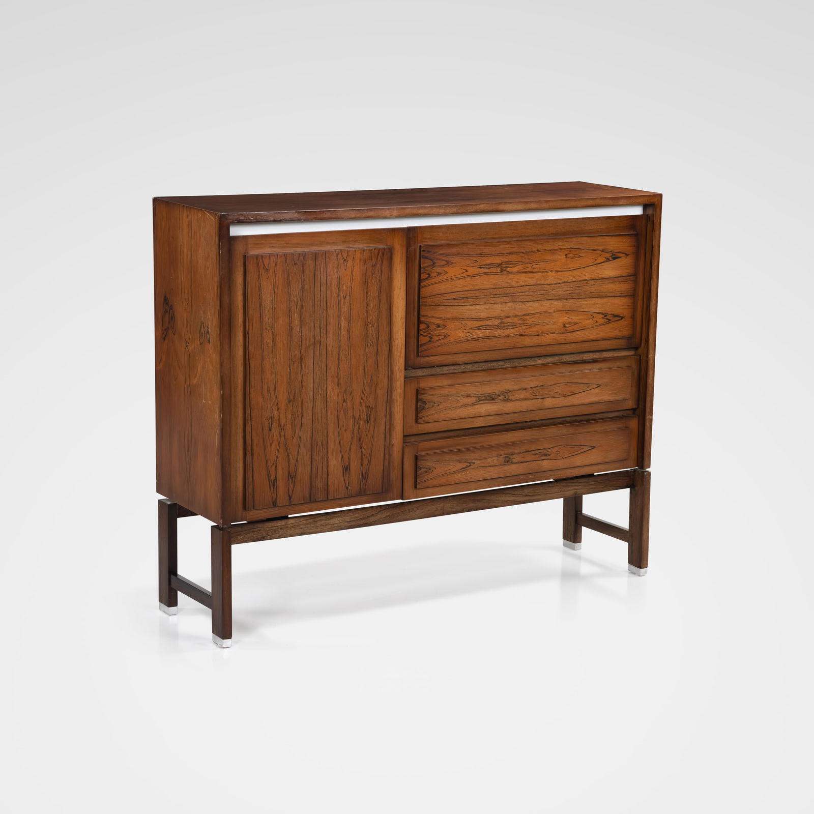 Kai Kristiansen - Bar Cabinet: A vintage rosewood bar cabinet by Kai Kristiansen for FM, Denmark. All measurements are in inches. Height x Width x Depth
