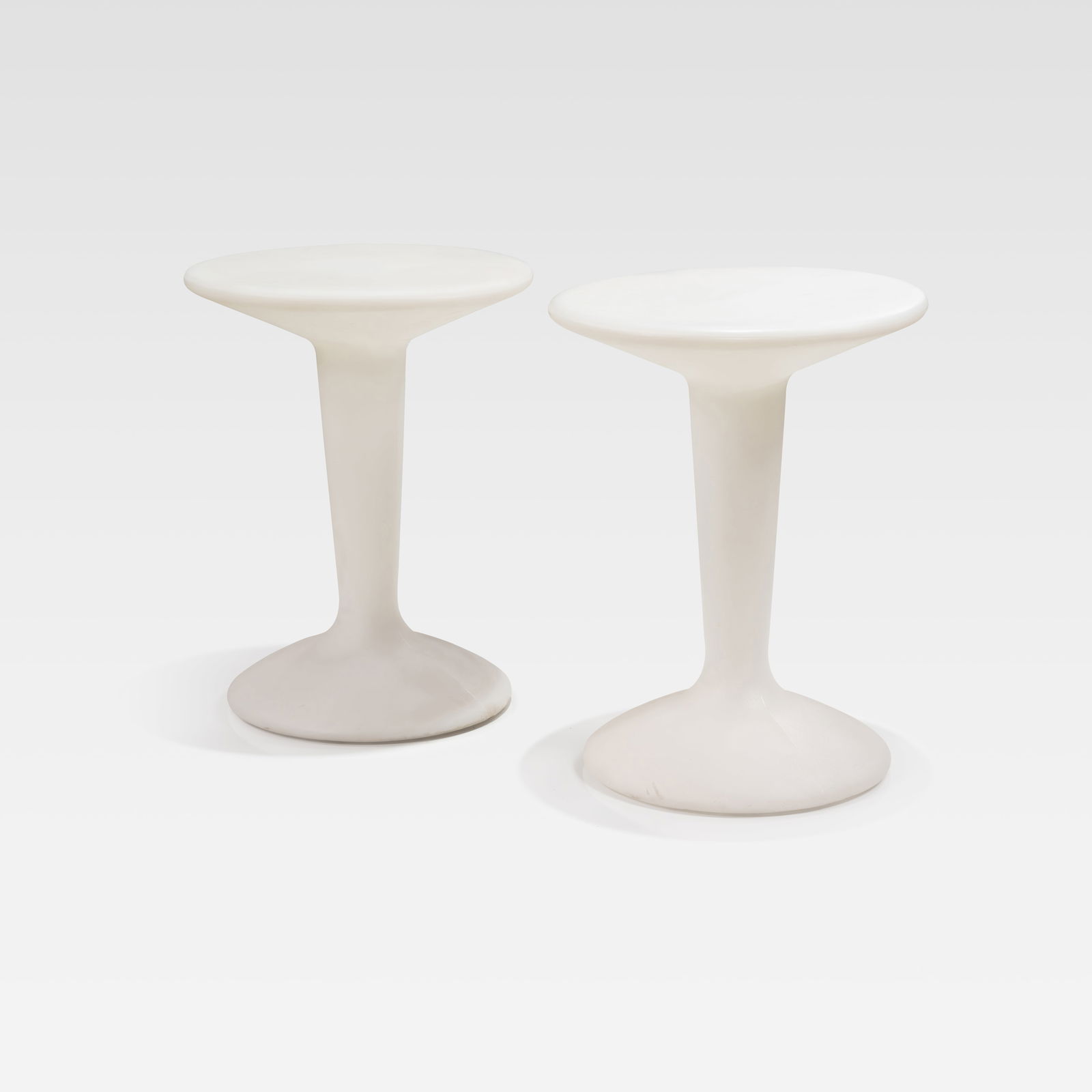 Acrylic Martini Tables: A pair of plastic 'Martini' tables by Turnstone. All measurements are in inches. Height x Width x Depth