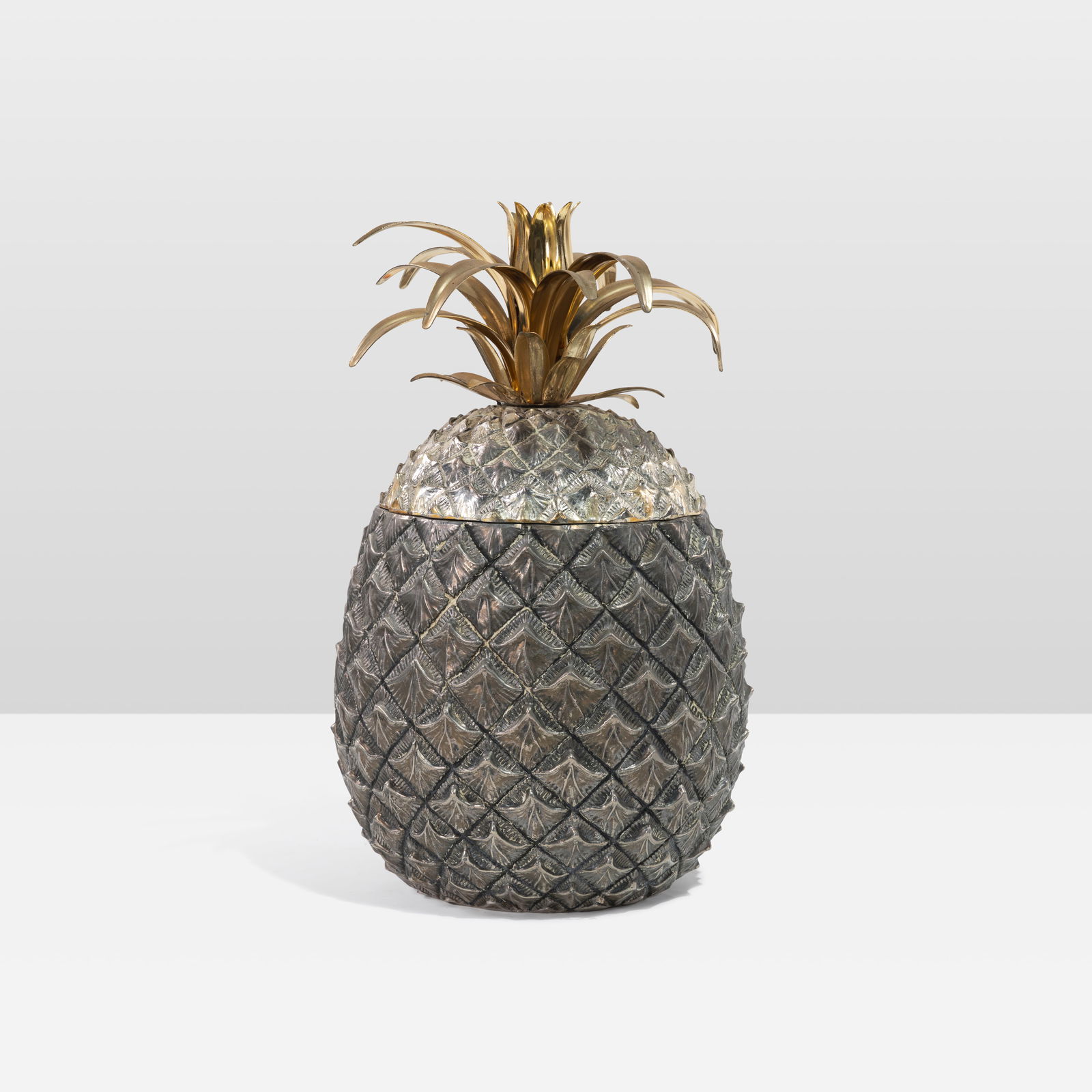 Italian Pineapple Ice Bucket: A vintage pineapple form Italian ice bucket. All measurements are in inches. Height x Width x Depth