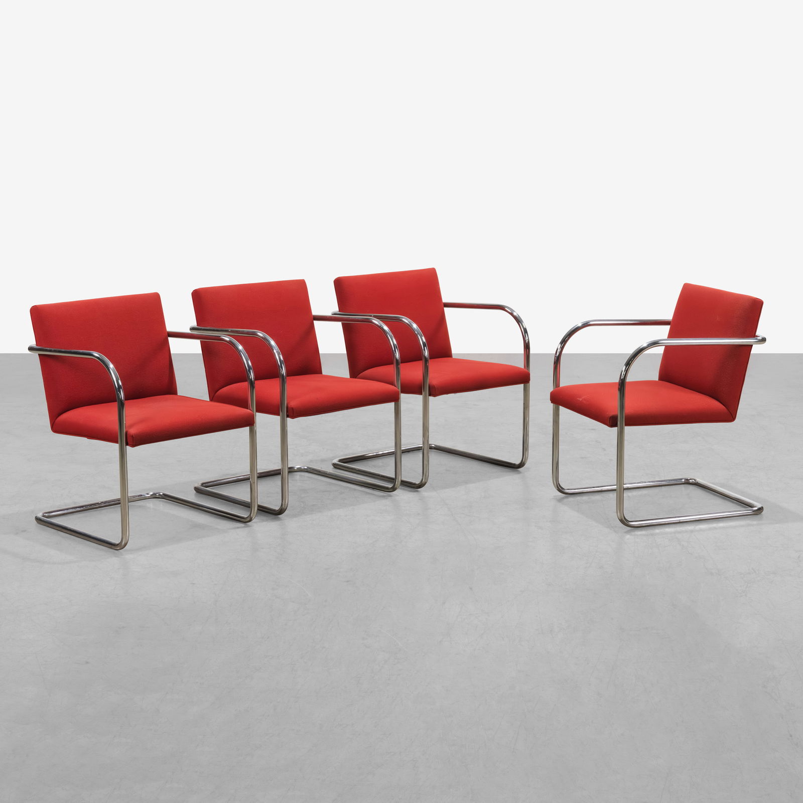Mies Van Der Rohe (Attr.) - BRNO Chairs: A set of four Mies Van Der Rohe attributed 'BRNO' chairs. Unmarked. All measurements are in inches. Height x Width x Depth