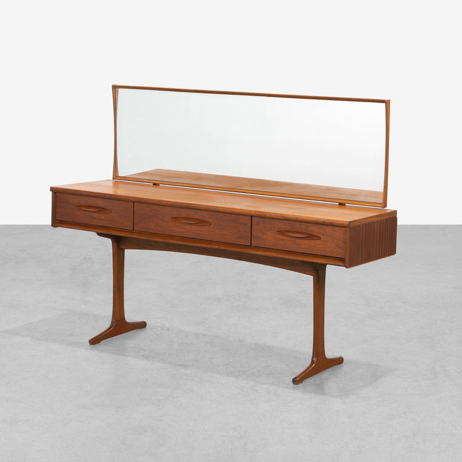 Austinsuite Furniture - Vanity: A teak vanity and mirror by Austinsuite Furniture. All measurements are in inches. Height x Width x Depth