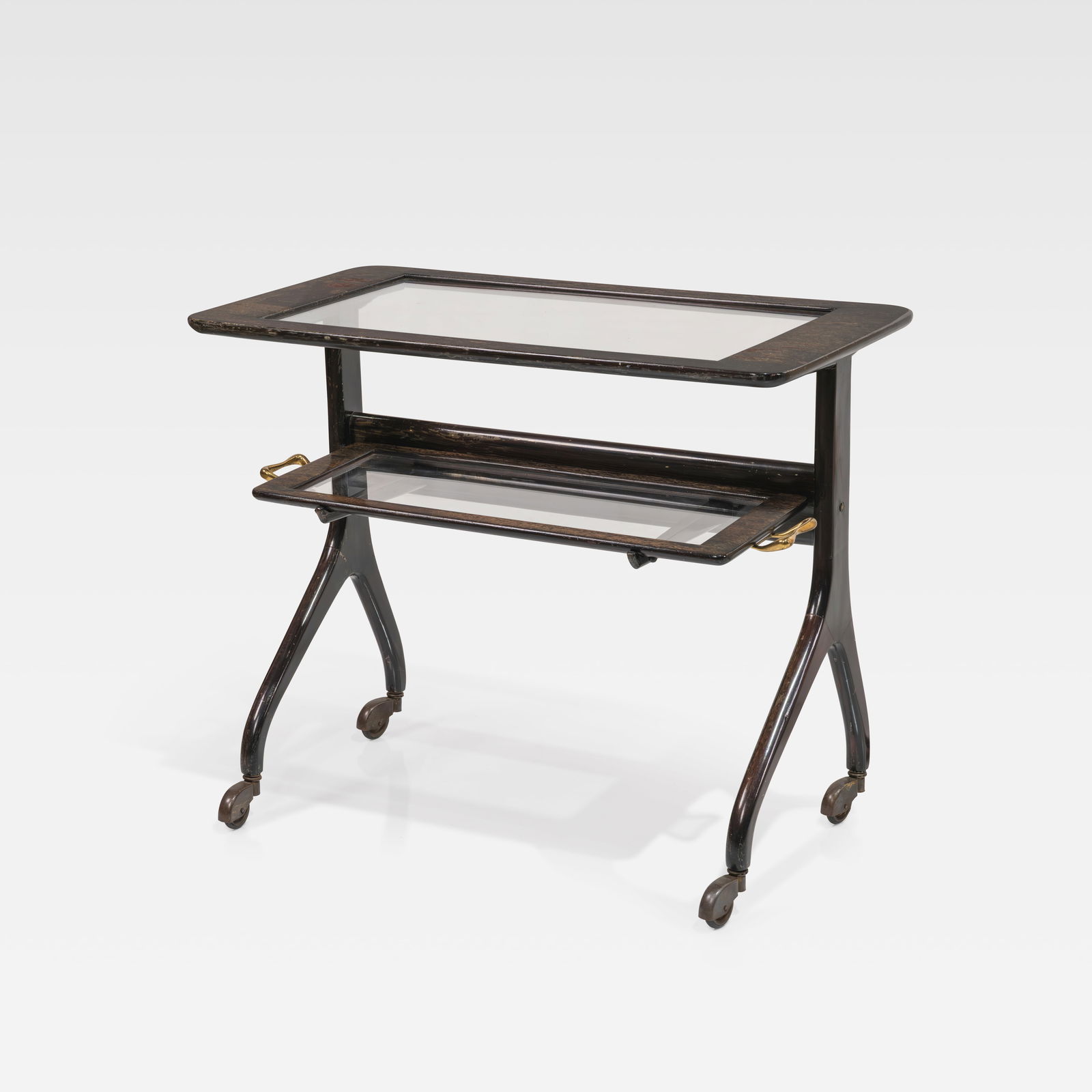 Cesare Lacca (Attr.) - Serving Cart: A two-tier serving cart with removable lower tray attribute to Cesare Lacca. All measurements are in inches. Height x Width x Depth