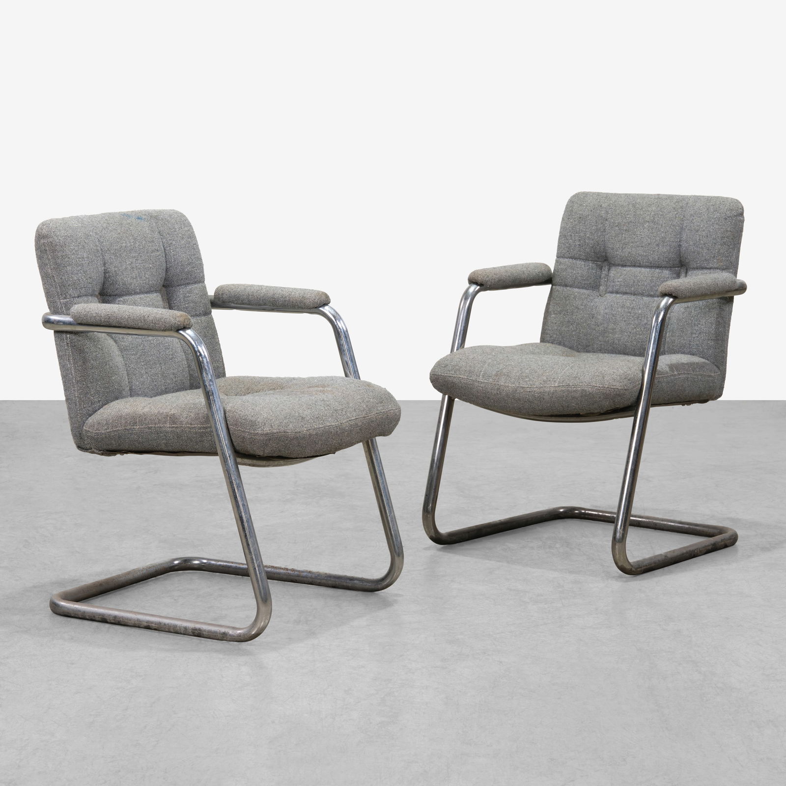 Vintage Armchairs: A vintage pair of armchairs. All measurements are in inches. Height x Width x Depth