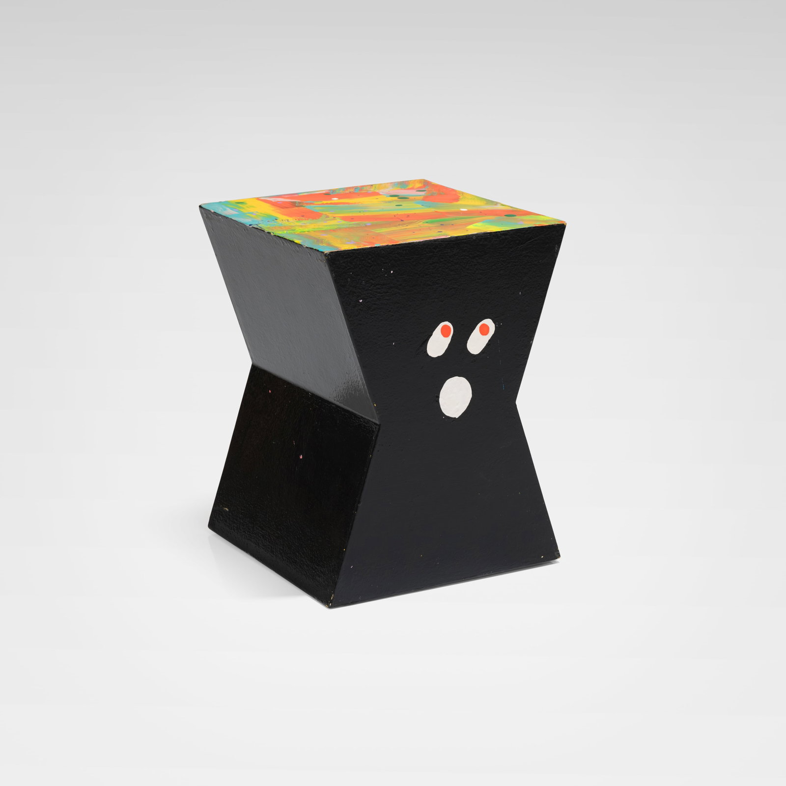 Misaki Kawai - Stool: An acrylic painted wood pedestal by Misaki Kawai. Signed the dated on underside, 2013. All measurements are in inches. Height x Width x Depth