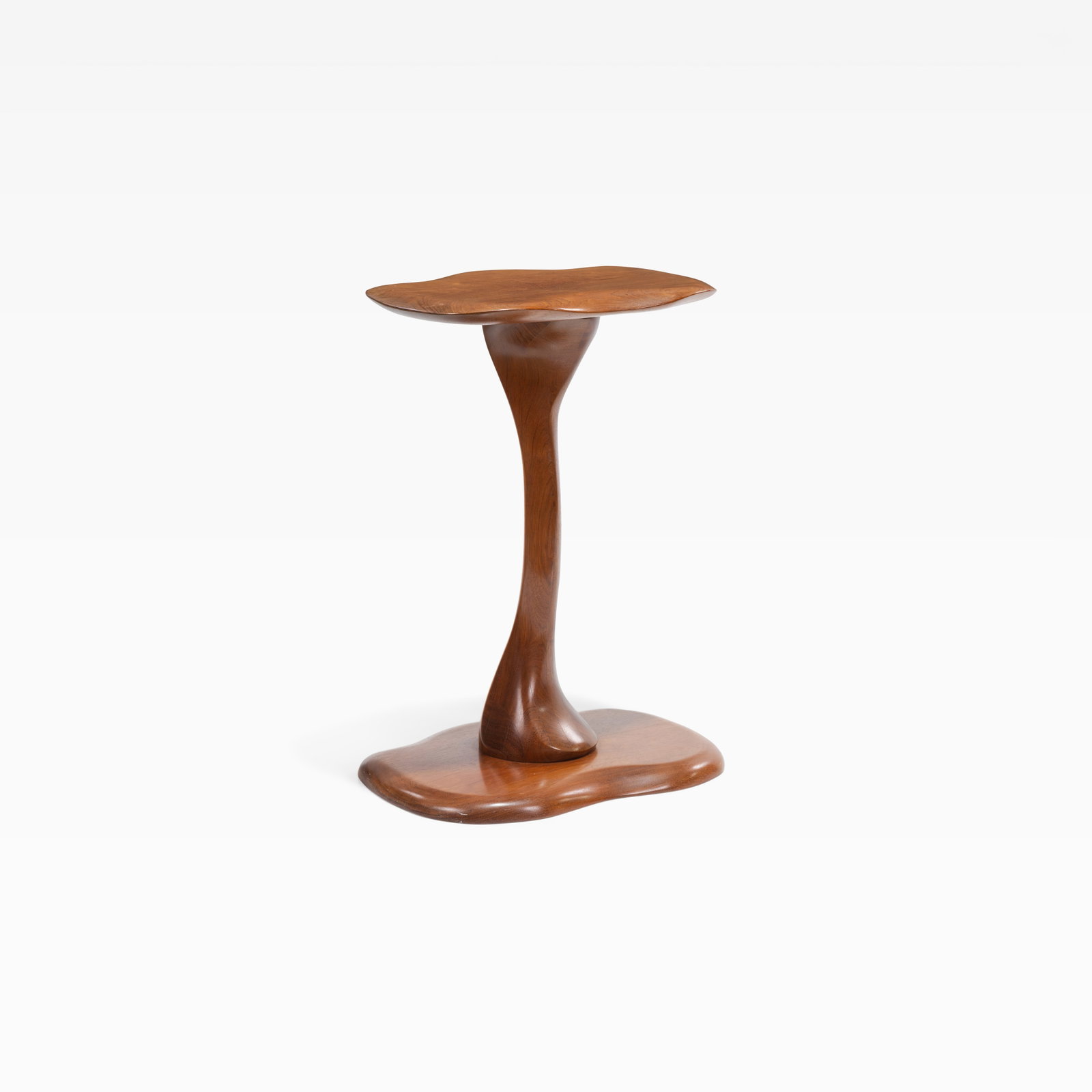 Sculpted Pedestal Table: A studio made pedestal table in the manner of Wendell Castle. All measurements are in inches. Height x Width x Depth
