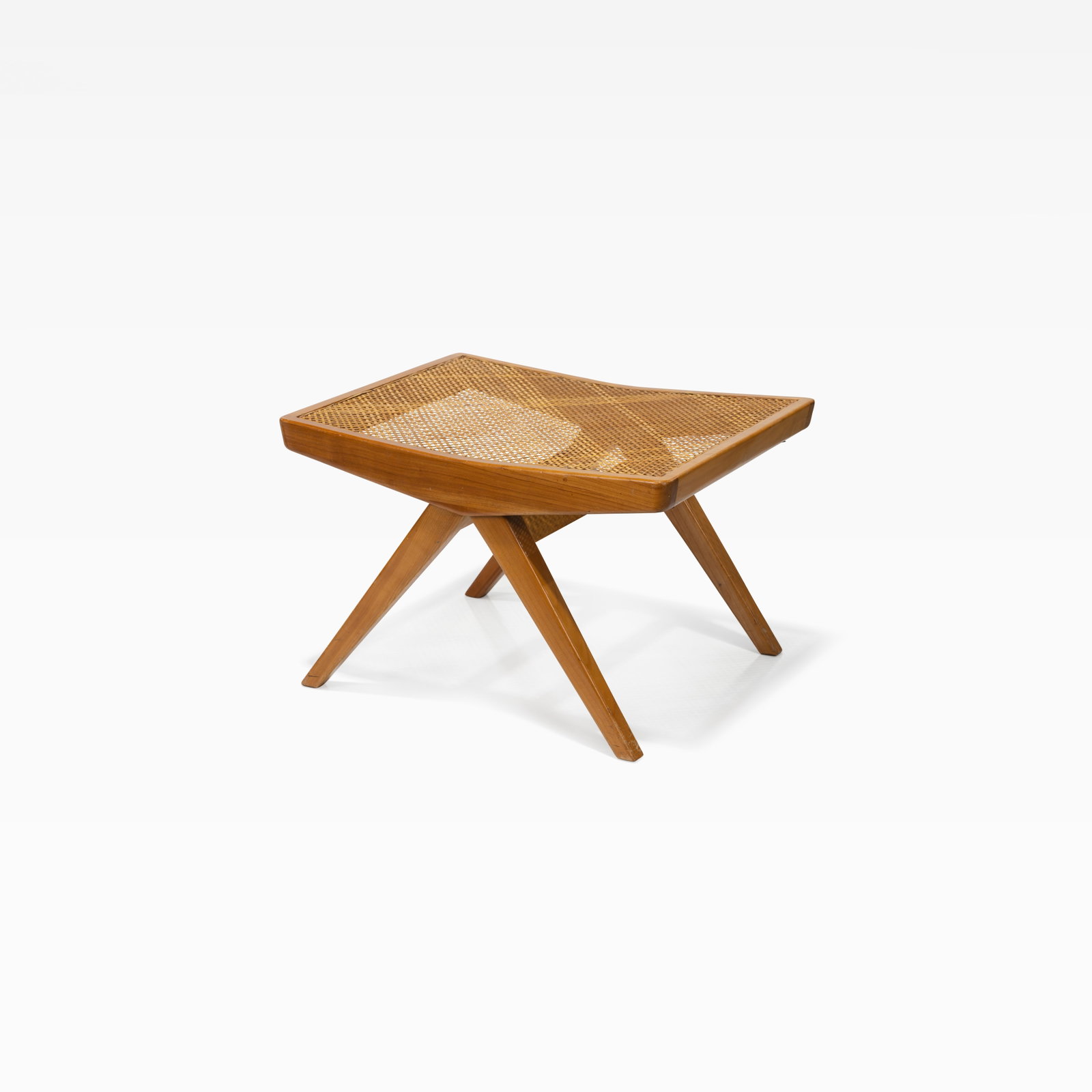 Studio Craft Stool: A maple and cane low stool. All measurements are in inches. Height x Width x Depth