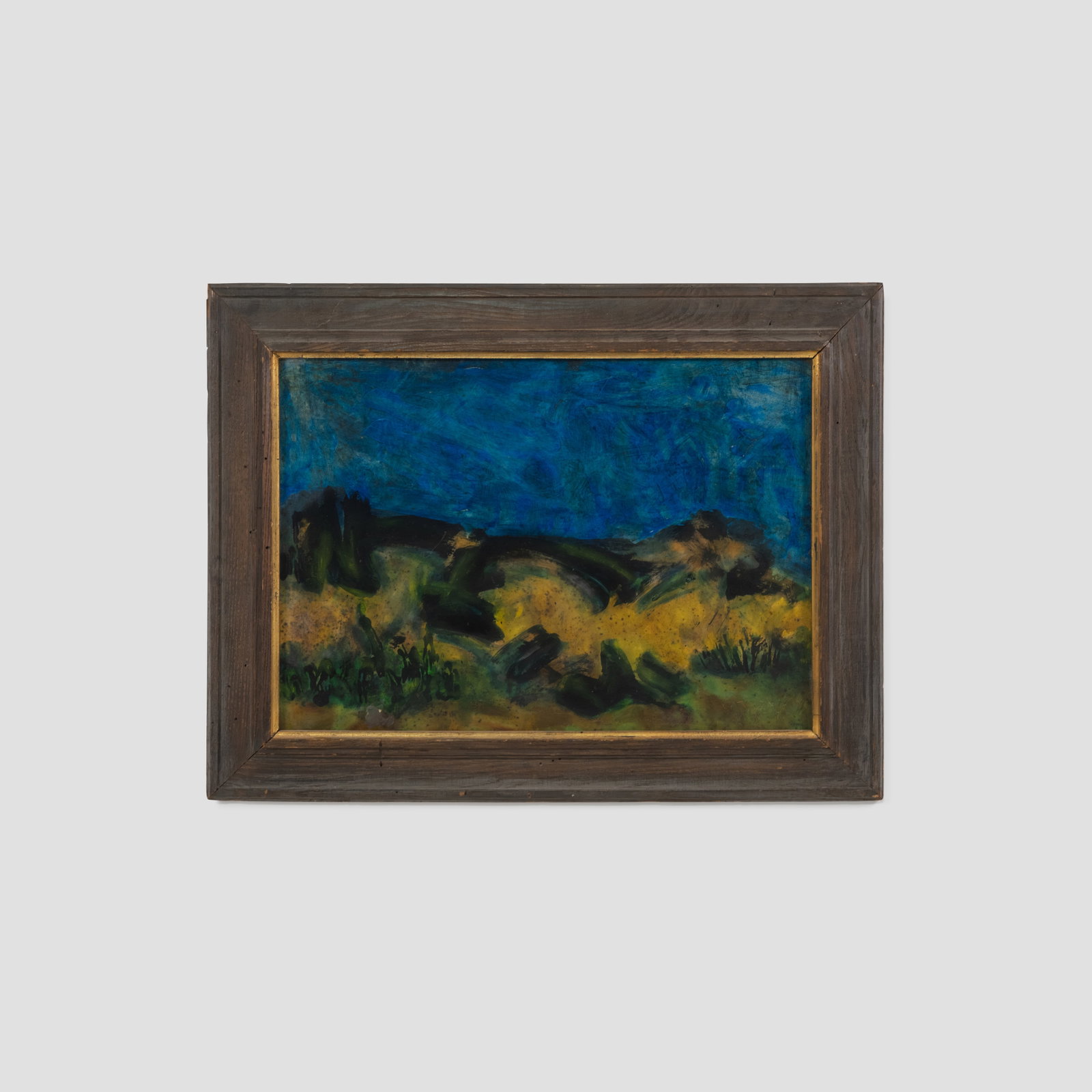 Jonas Fendell - Landscape: A wax and oil on paper, mounted on masonite of a "Pasture Landscape" by Jonas Fendell, Baltimore, MD. Signed and titled verso. Dimensions listed are for the frame. Sight - 16.25 x 23. All