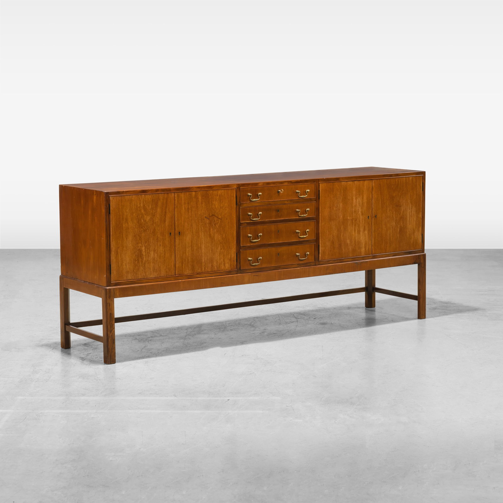 Jacob Kjaer - Credenza: A vintage mahogany sideboard by Jacob Kjaer, Denmark. All measurements are in inches. Height x Width x Depth