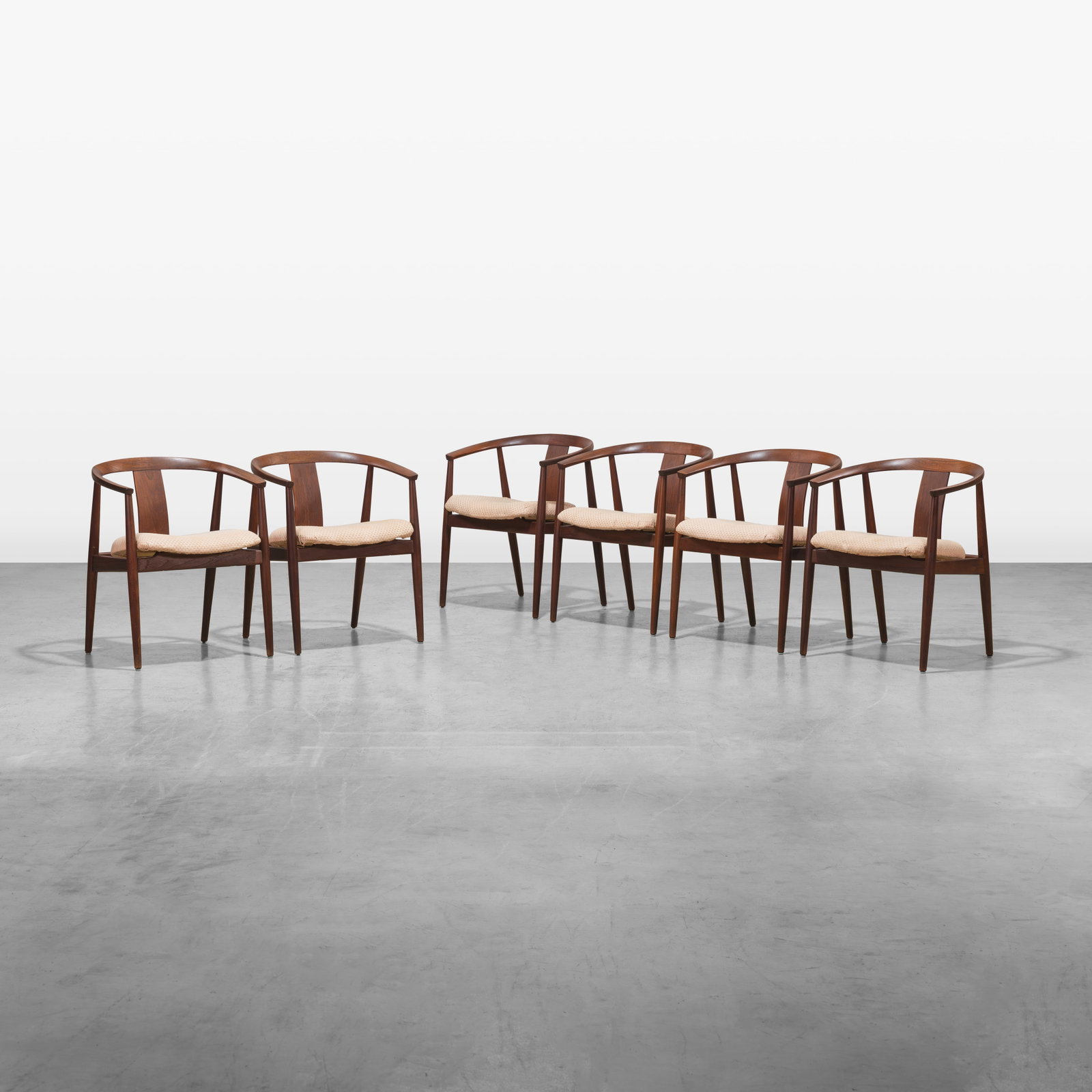 Tove & Edvard Kindt-Larsen - Dining Chairs: A set of six dining chairs by Tove and Edvard Kindt-Larsen for Gustav Bertelsen. All measurements are in inches. Height x Width x Depth