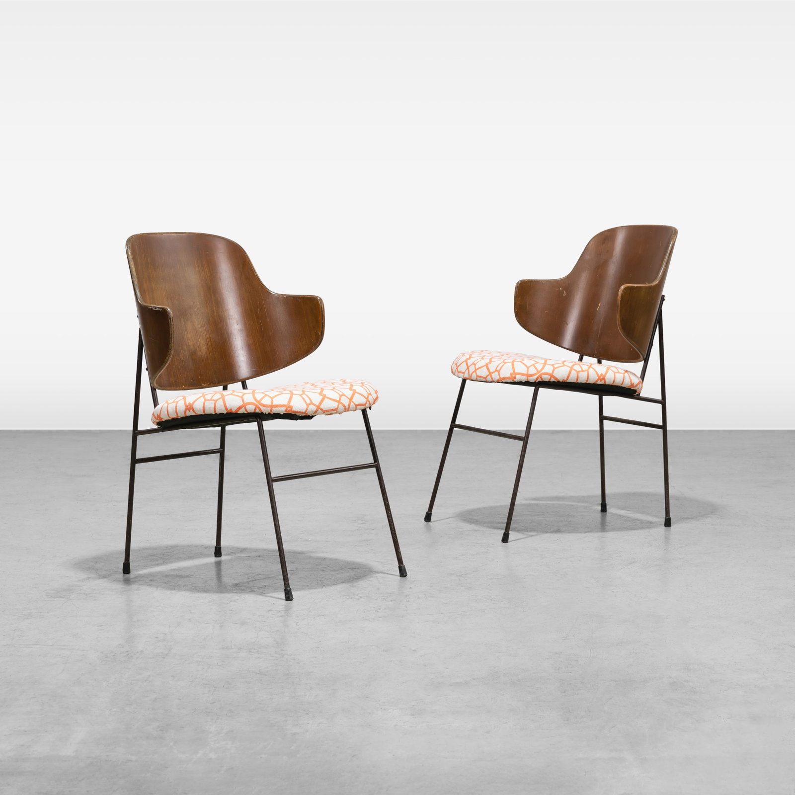 Ib Kofod-Larsen - Chairs: A pair of 'Penguin' chairs by Ib Kofod-Larsen. All measurements are in inches. Height x Width x Depth