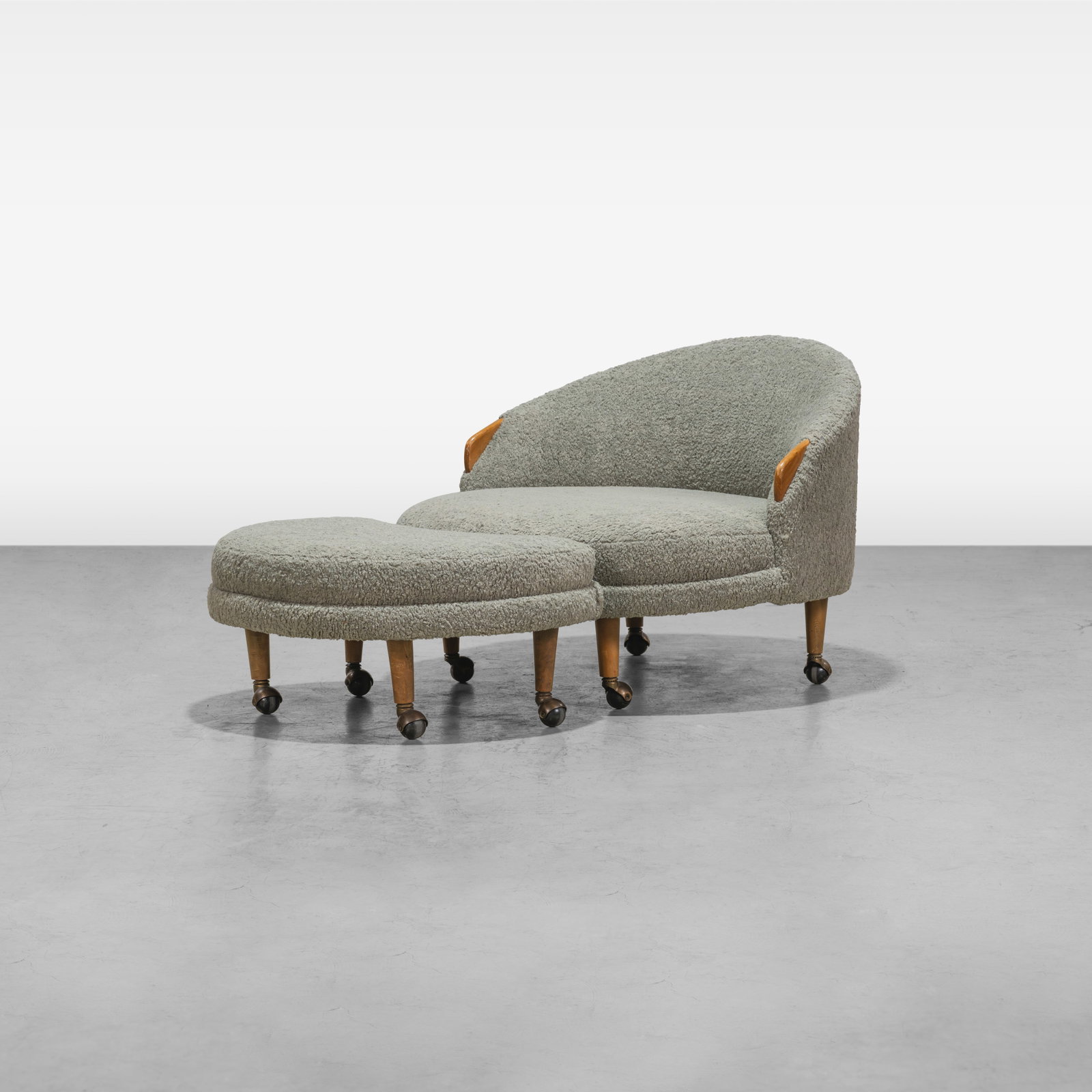 Adrian Pearsall - Chair & Ottoman: A 'Havana' lounge chair and ottoman by Adrian Pearsall. Dimensions listed are for the chair. Ottoman - 14.5 x 29 x 23. All measurements are in inches. Height x Width x Depth