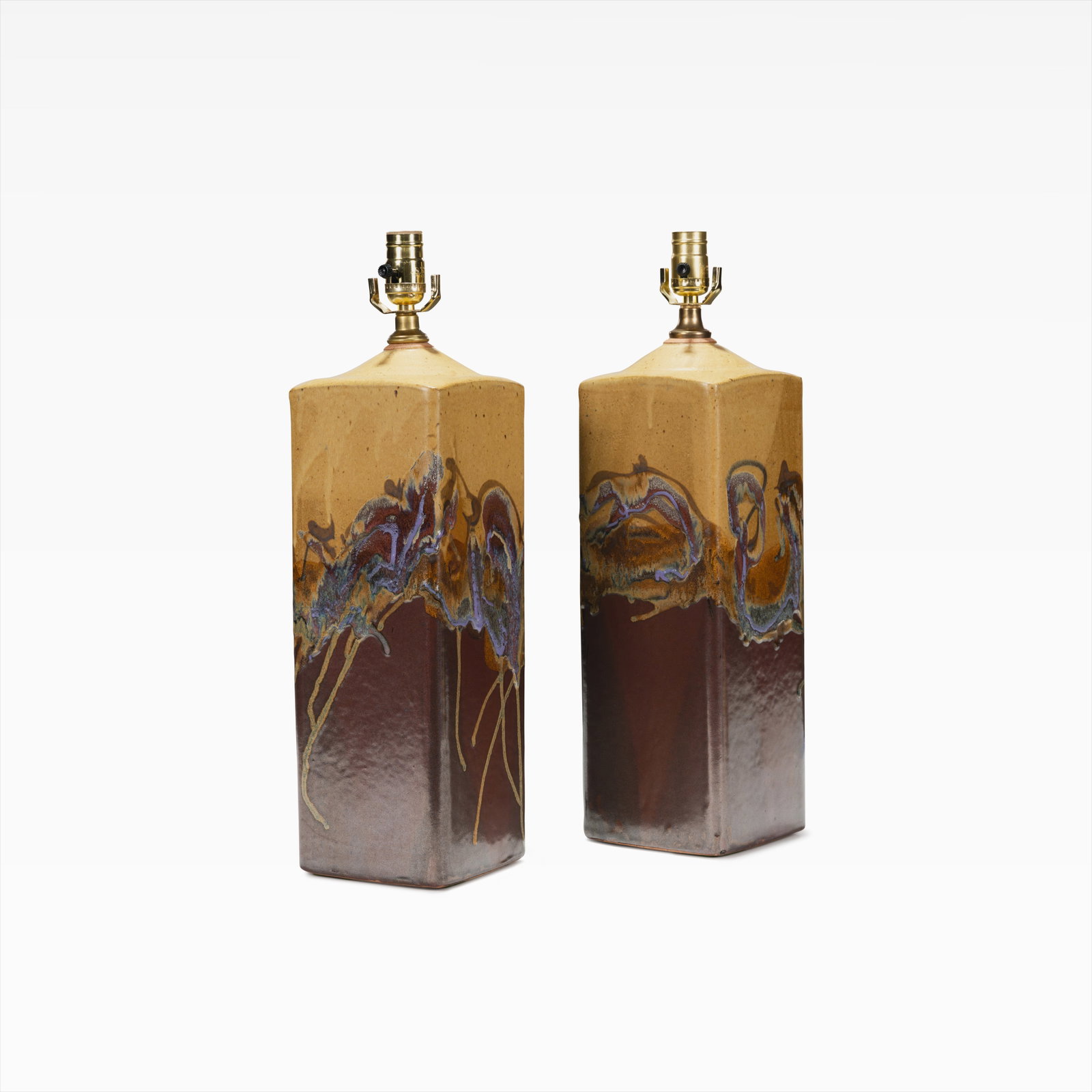 Kathleen LeSueur - Pottery Lamps: A pair of pottery lamps by Kathleen LeSueur. Signed 'LeSueur'. All measurements are in inches. Height x Width x Depth