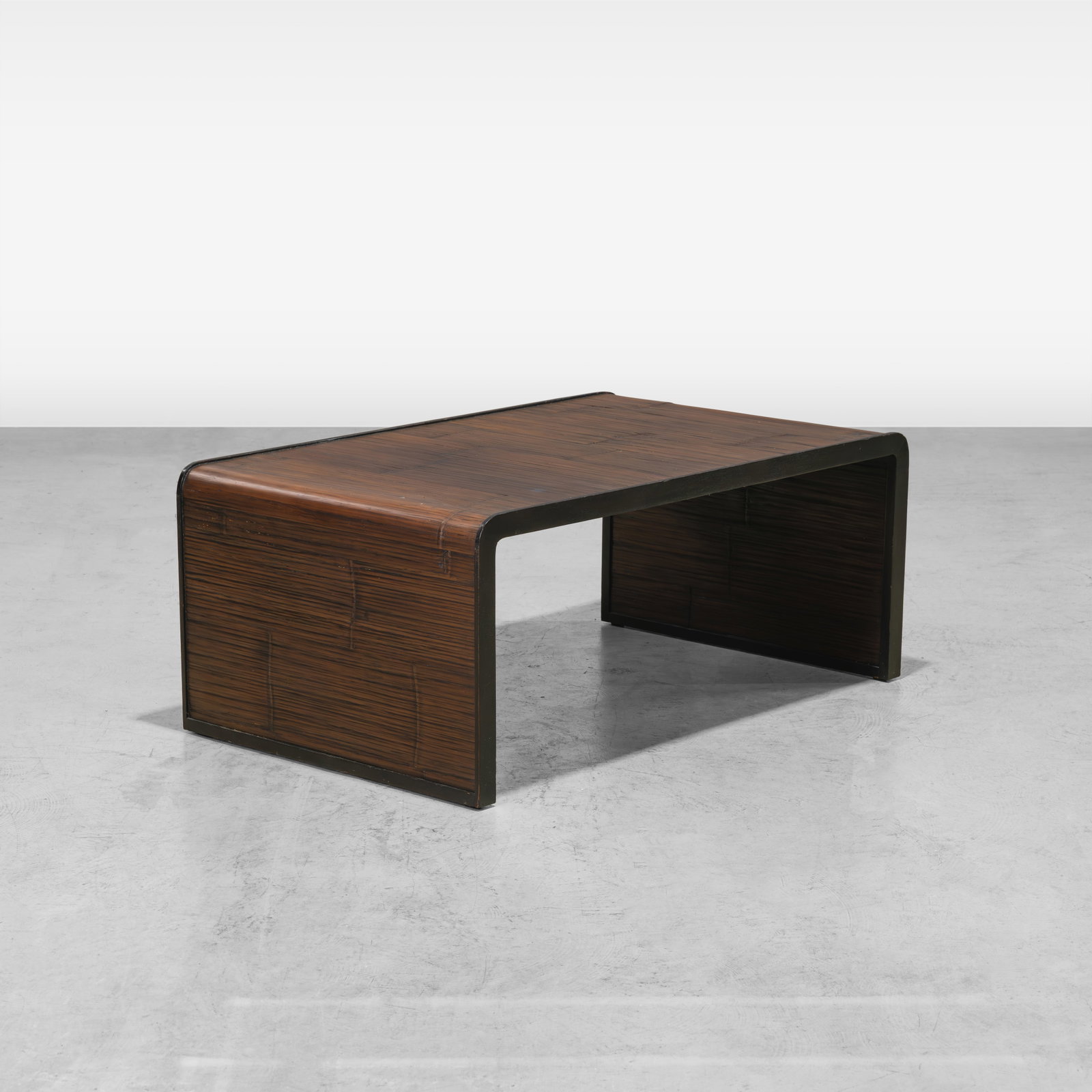 McGuire - Coffee Table: A split bamboo waterfall coffee table by McGuire. All measurements are in inches. Height x Width x Depth