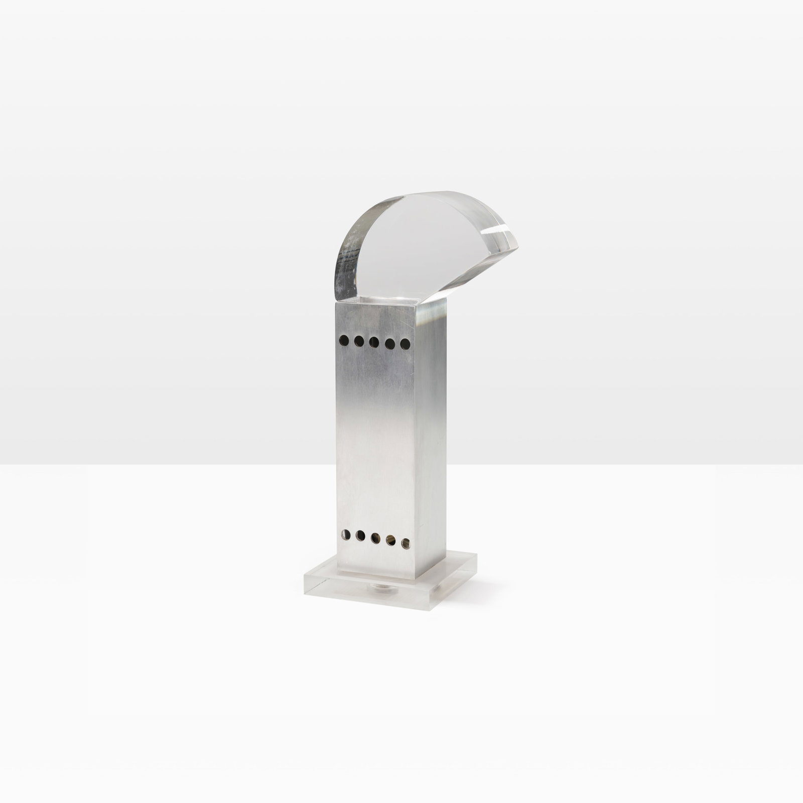 Gaetano Missaglia - Table Lamp: A machined aluminum and acrylic table lamp by Gaetano Missaglia. All measurements are in inches. Height x Width x Depth
