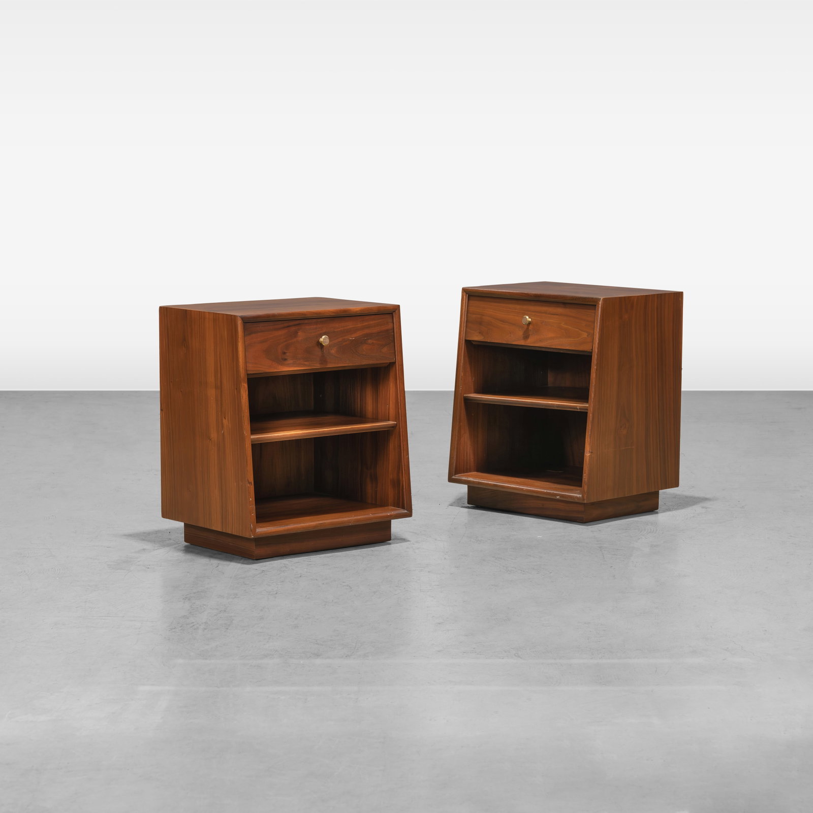 Kipp Stewart - Nightstands: A pair of Declaration nightstands by Kipp Stewart for Drexel. All measurements are in inches. Height x Width x Depth