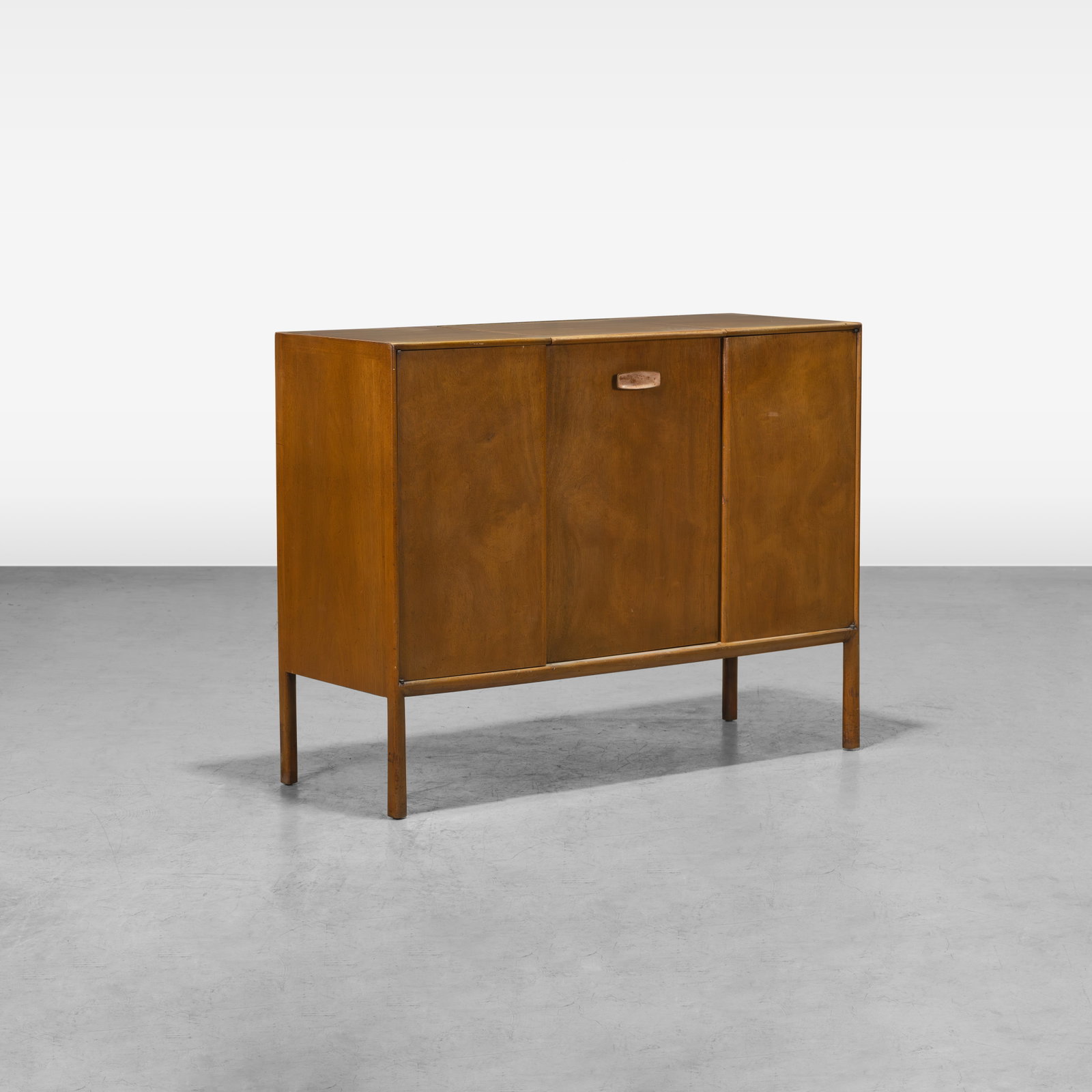Ray Soboda - Vanity: A vanity chest with flip-up mirror and enameled brass door pull by Ray Soboda for Mount Airy. All measurements are in inches. Height x Width x Depth