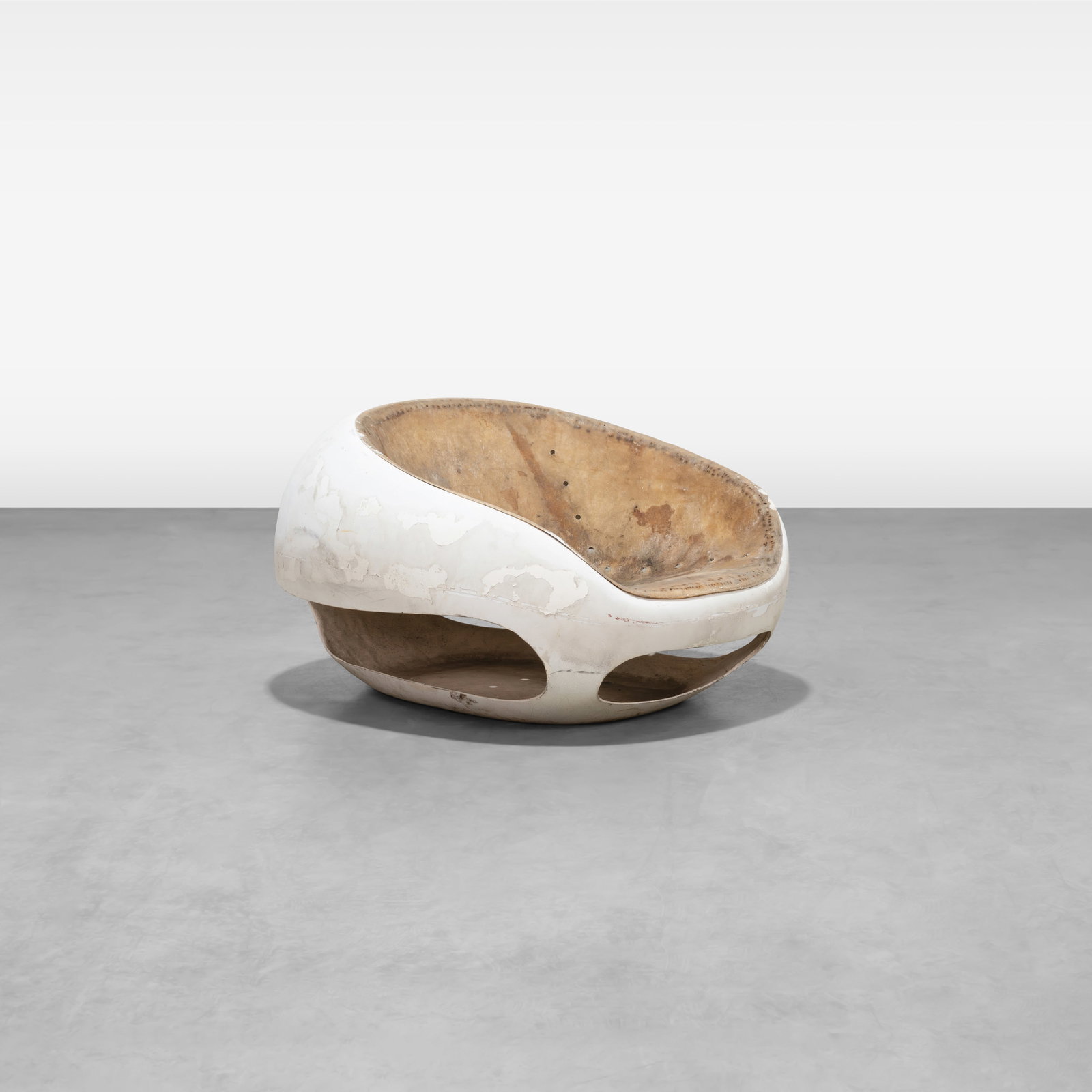 Mario Sabot - Pod Chairs: A vintage plastic and fiberglass 'Pod' chair by Mario Sabot. All measurements are in inches. Height x Width x Depth