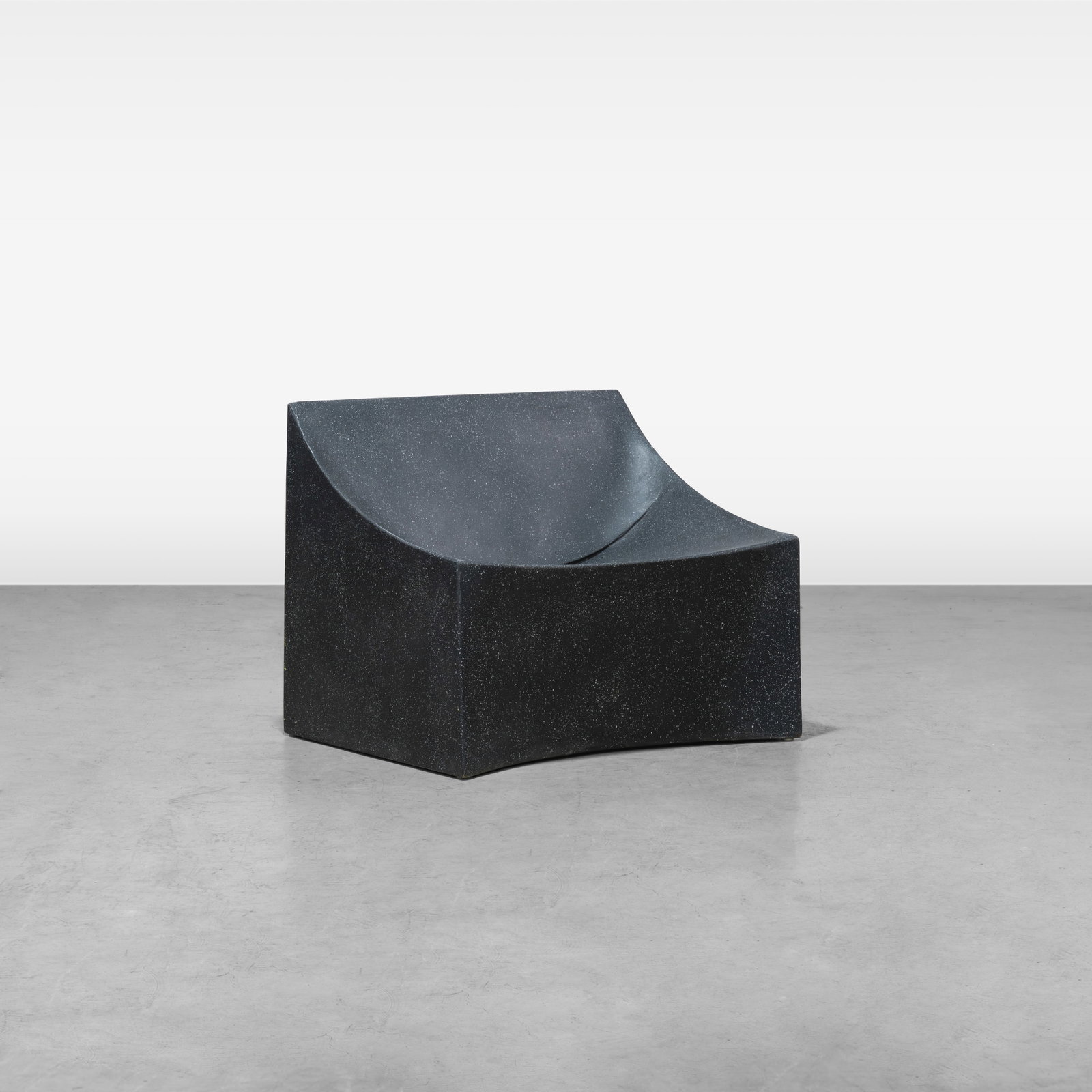 Zachary A - Lounge Chair: Fiberglass, 'Lucio' lounge chair, made of fiberglass, resin, and aggregate. All measurements are in inches. Height x Width x Depth