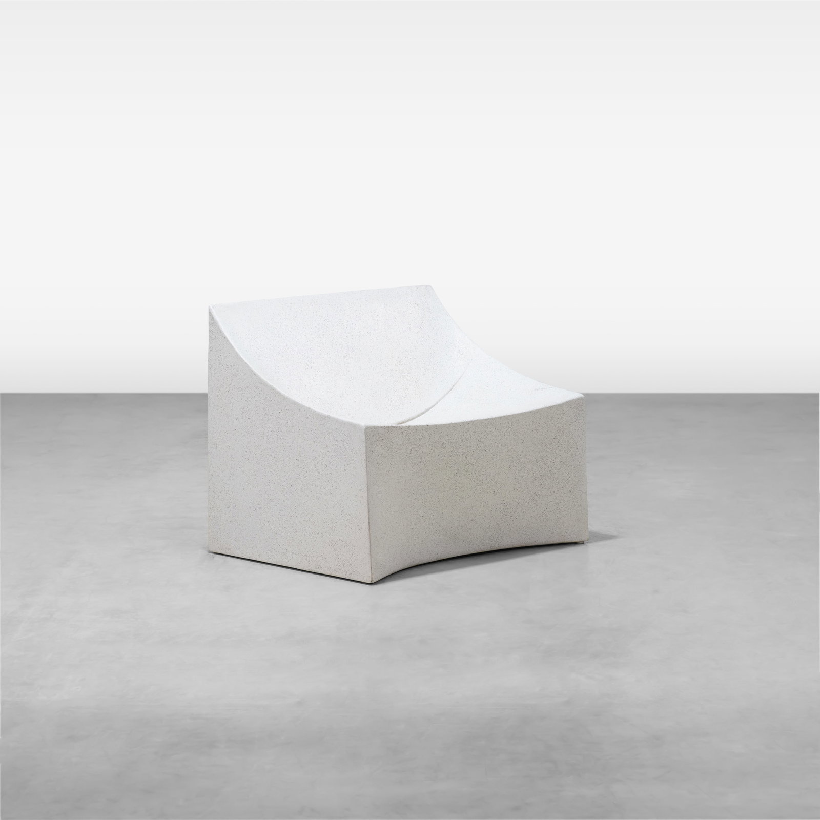 Zachary A - Lounge Chair: Fiberglass, 'Lucio' lounge chair, made of fiberglass, resin, and aggregate. All measurements are in inches. Height x Width x Depth