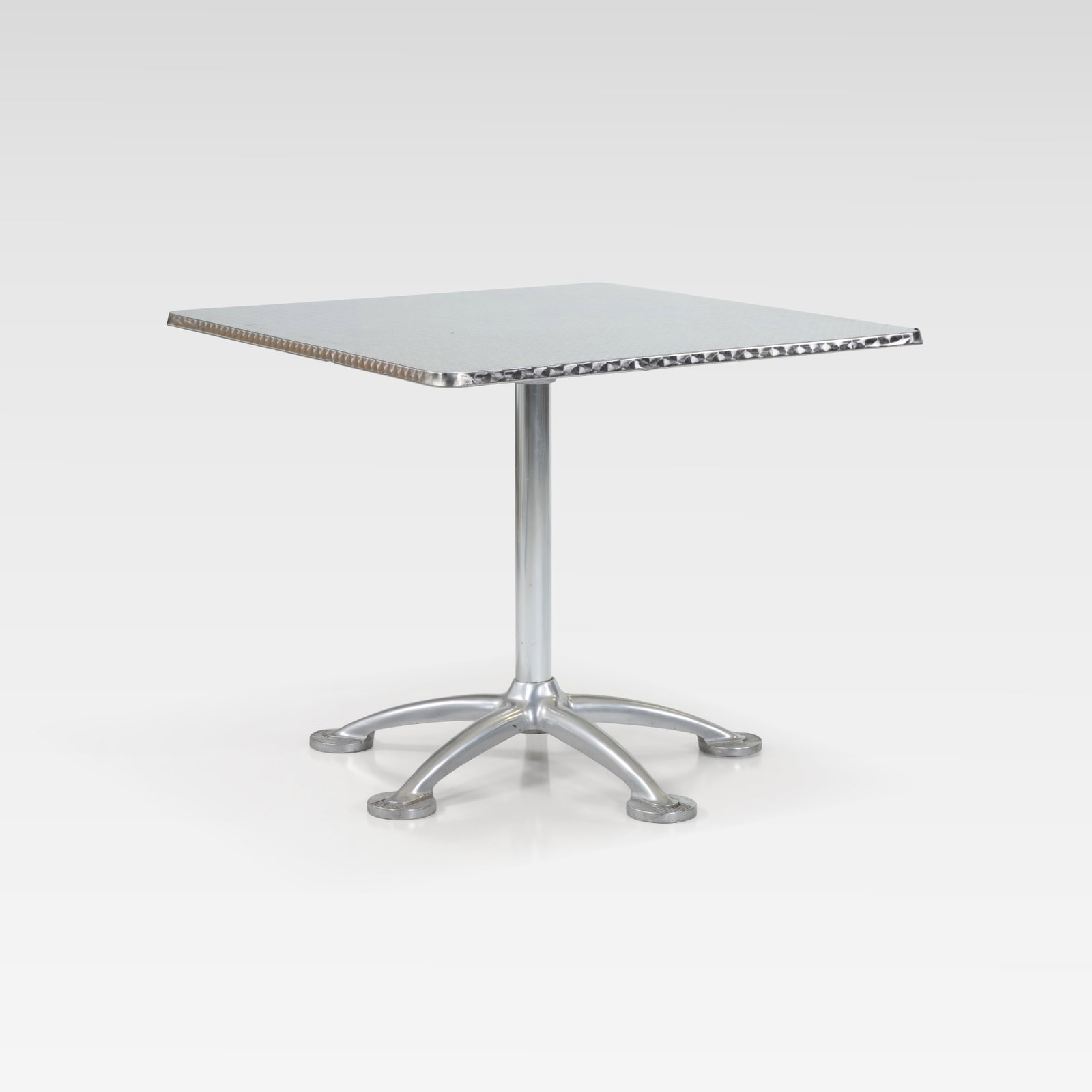 Jorge Pensi - Dining Table: A stainless steel and cast aluminum 'Pensi' dining table by Jorge Pensi for Knoll. All measurements are in inches. Height x Width x Depth