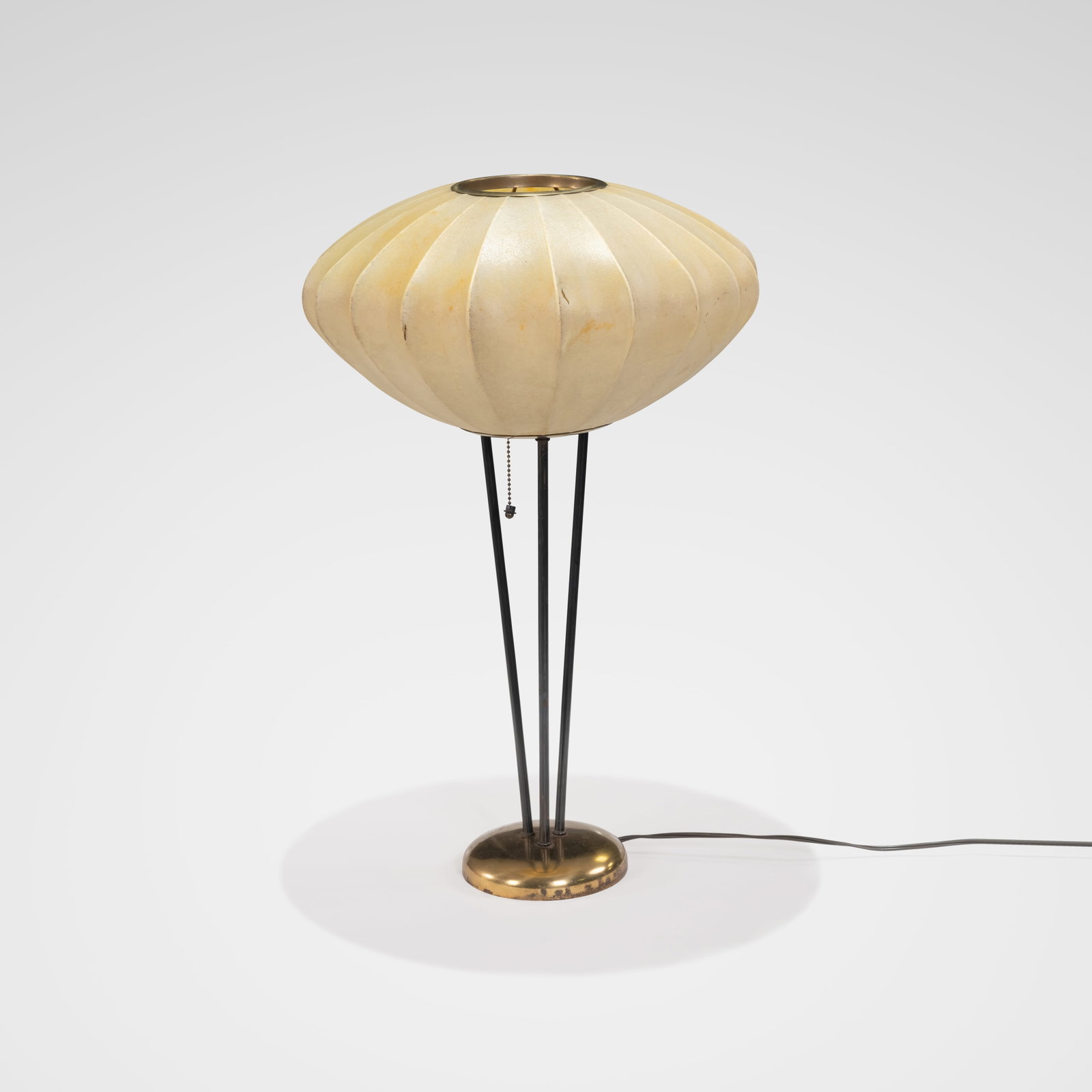 Cocoon Lamp: A vintage 'Cocoon' style table lamp. All measurements are in inches. Height x Width x Depth
