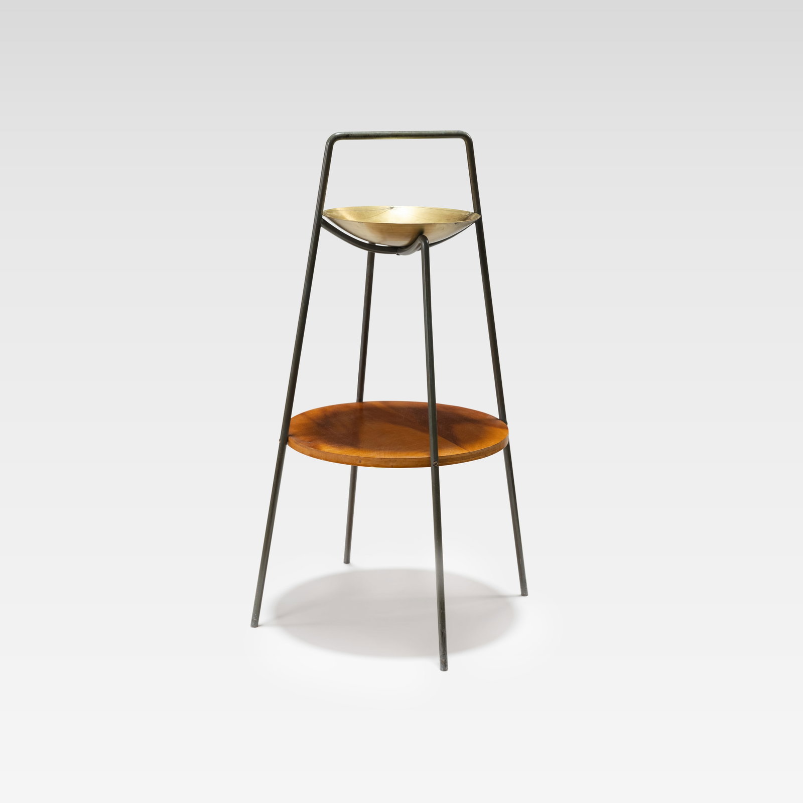 Tony Paul (After) - Table Top Stand: A table top stand with brass bowl in the manner of Tony Paul. All measurements are in inches. Height x Width x Depth