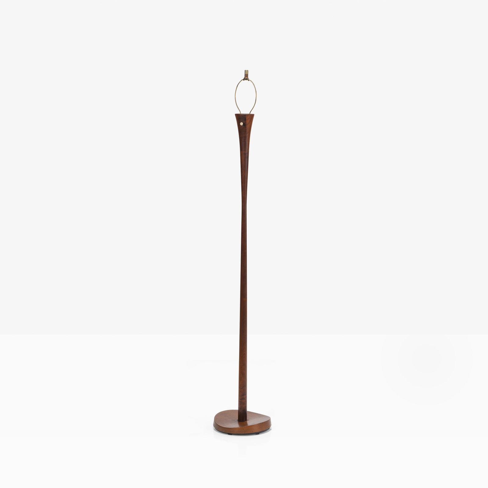 Danish Floor Lamp: A Danish walnut floor lamp. All measurements are in inches. Height x Width x Depth