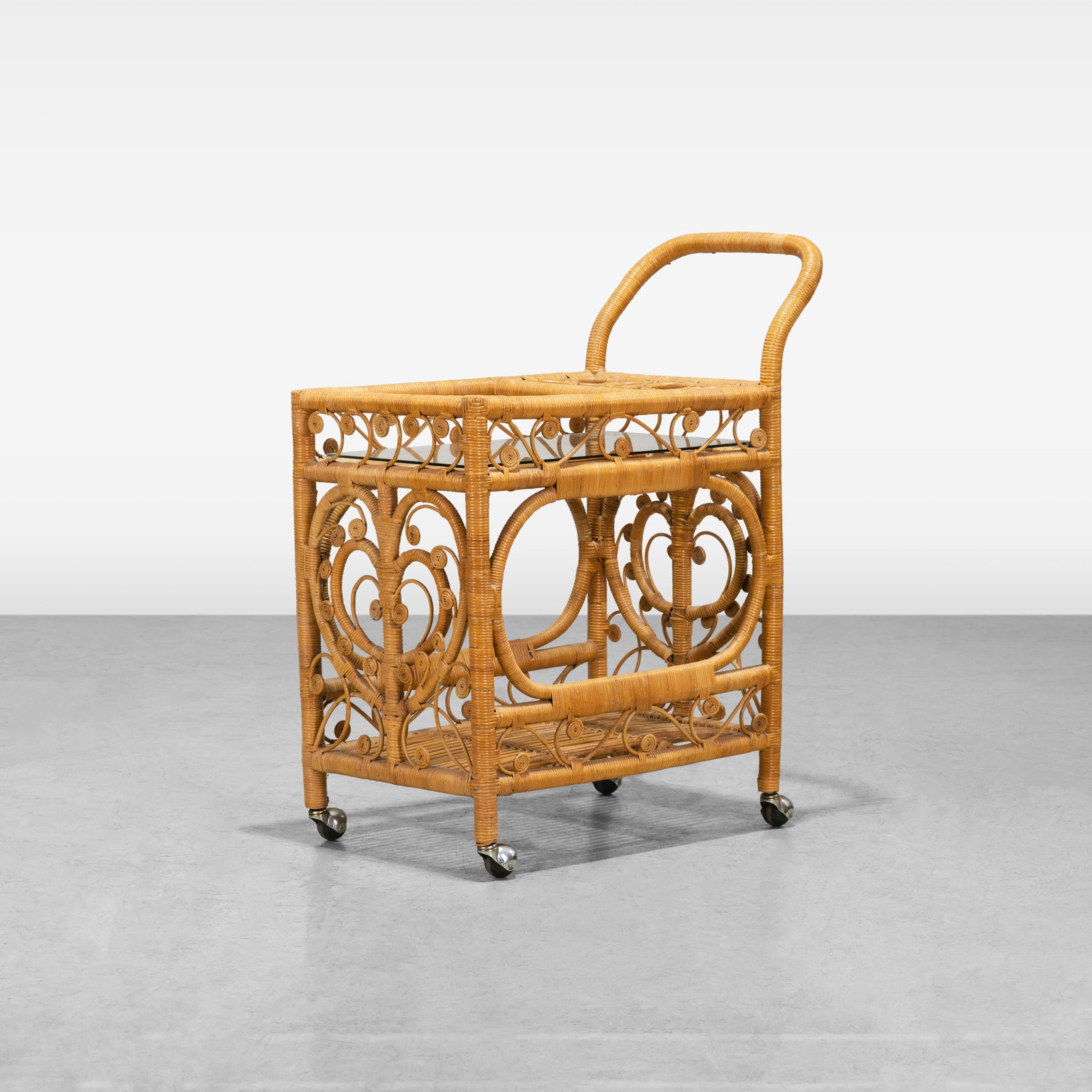 French Rattan Fiddlehead Serving Cart (1 of 7)