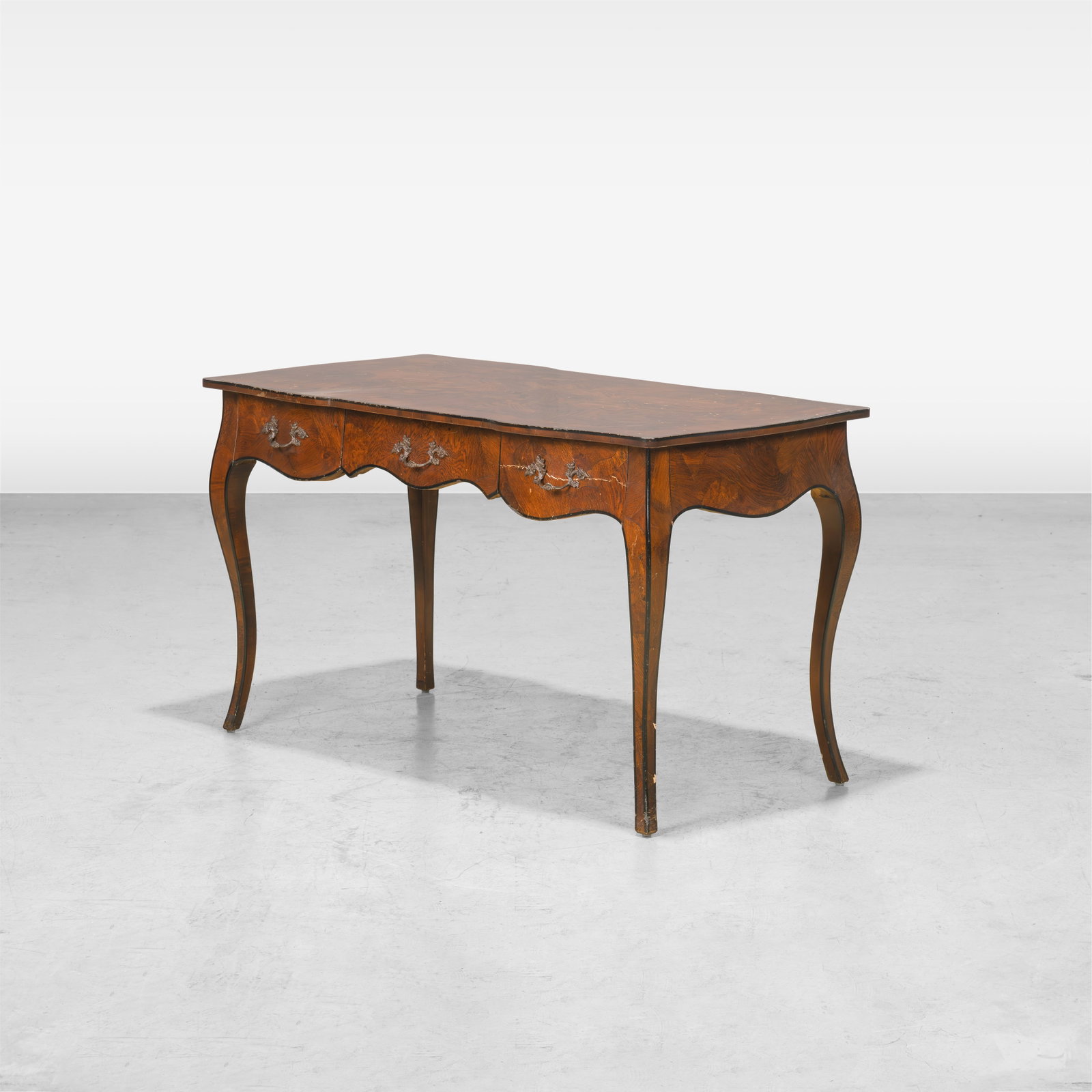 Italian Writing Desk: A vintage Italian writing desk. All measurements are in inches. Height x Width x Depth