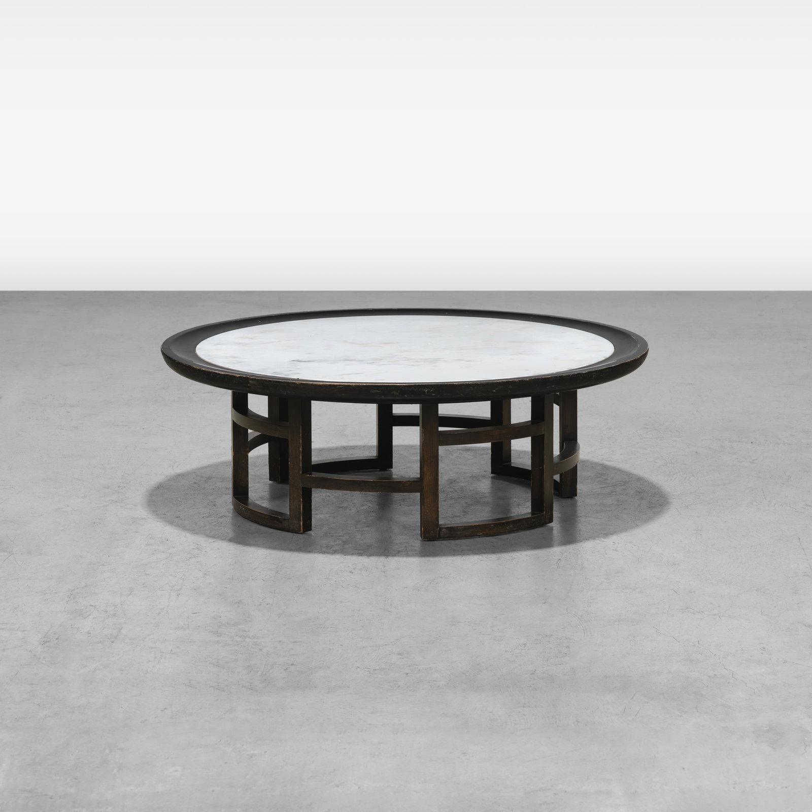 James Mont (Attr.) - Coffee Table: A James Mont style coffee table with inset stone top. All measurements are in inches. Height x Width x Depth