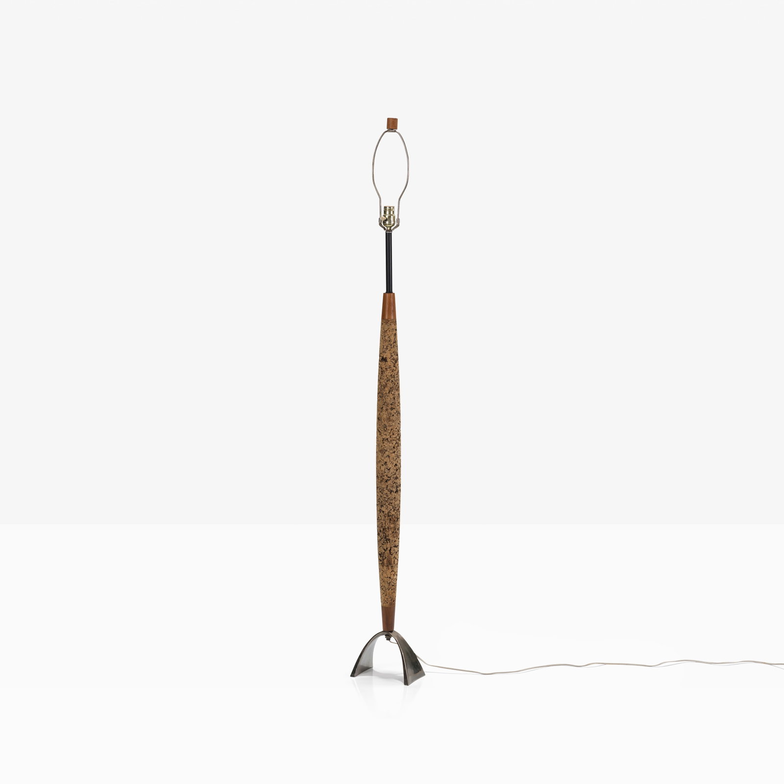 Laurel Lamp Company - Floor Lamp: A cork and walnut floor lamp by Laurel Lamp Company. All measurements are in inches. Height x Width x Depth