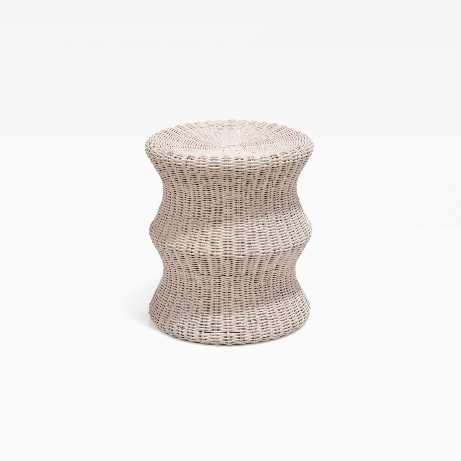 Eero Aarnio - Stool: A wicker stool by Eero Aarnio. All measurements are in inches. Height x Width x Depth