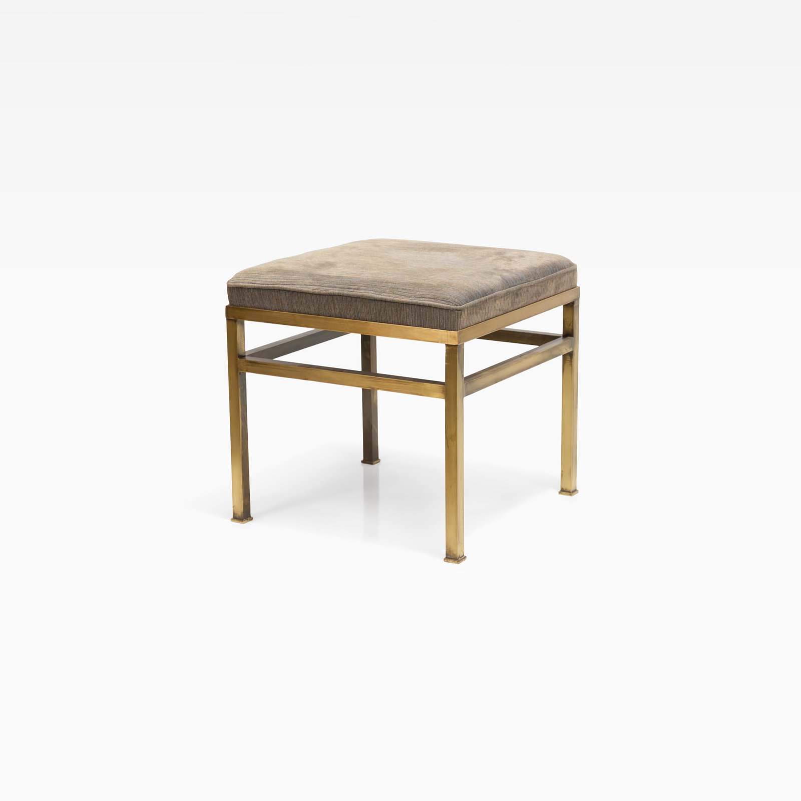 Brass Ottoman: A vintage brass ottoman. All measurements are in inches. Height x Width x Depth