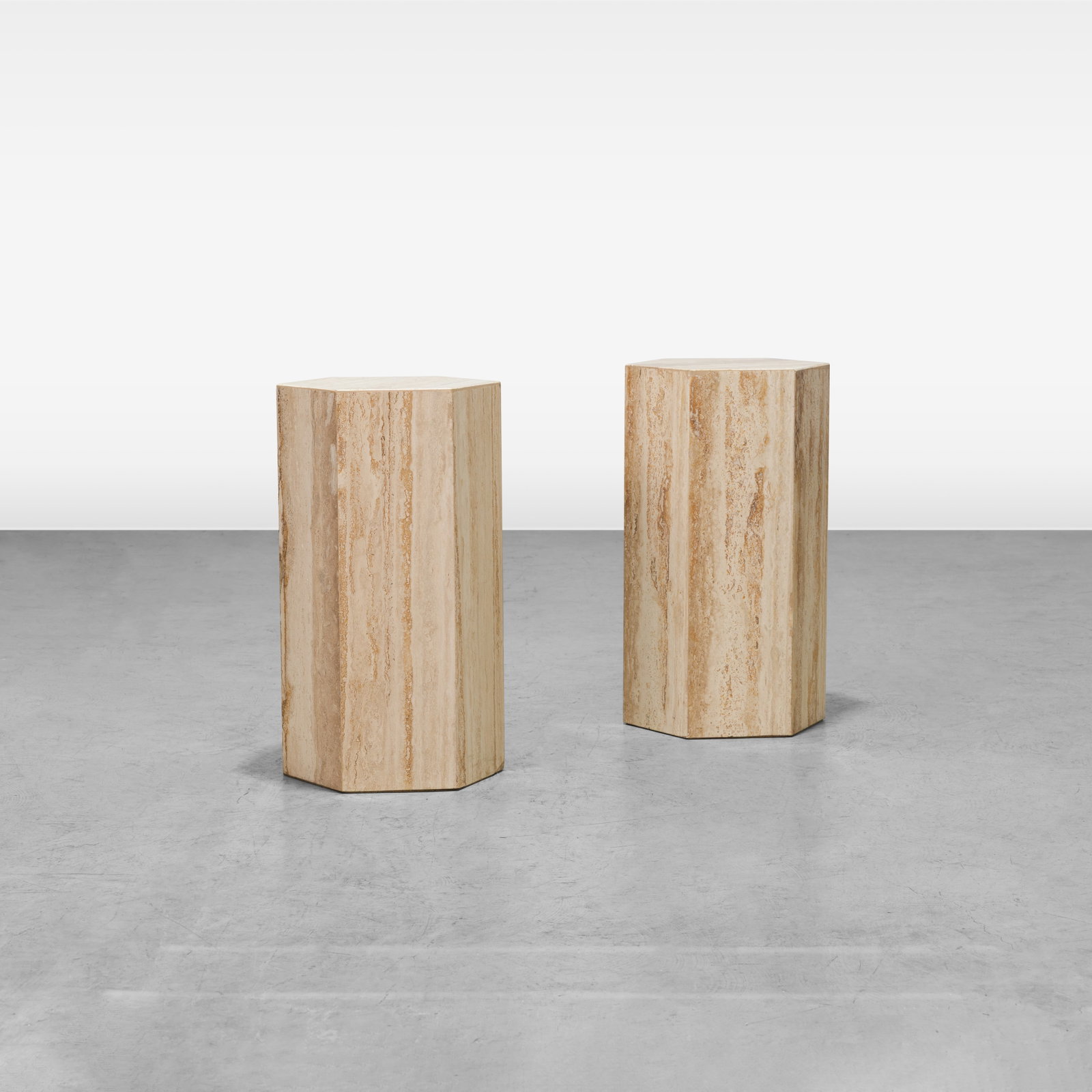 Marble Pedestals: Vintage Italian marble pedestals. All measurements are in inches. Height x Width x Depth