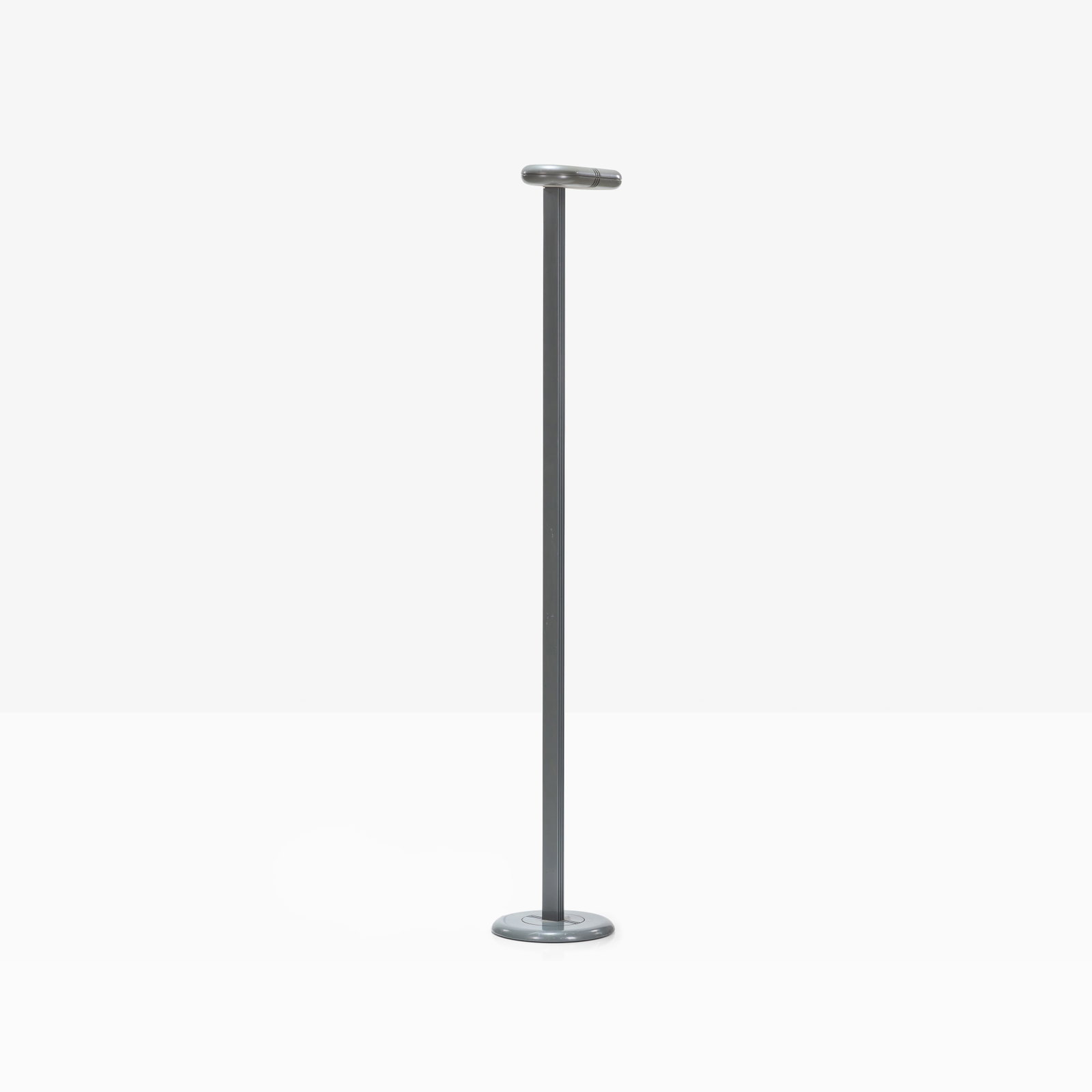 Postmodern Torchiere Floor Lamp: A postmodern torchiere floor lamp with adjustable lamp head. All measurements are in inches. Height x Width x Depth
