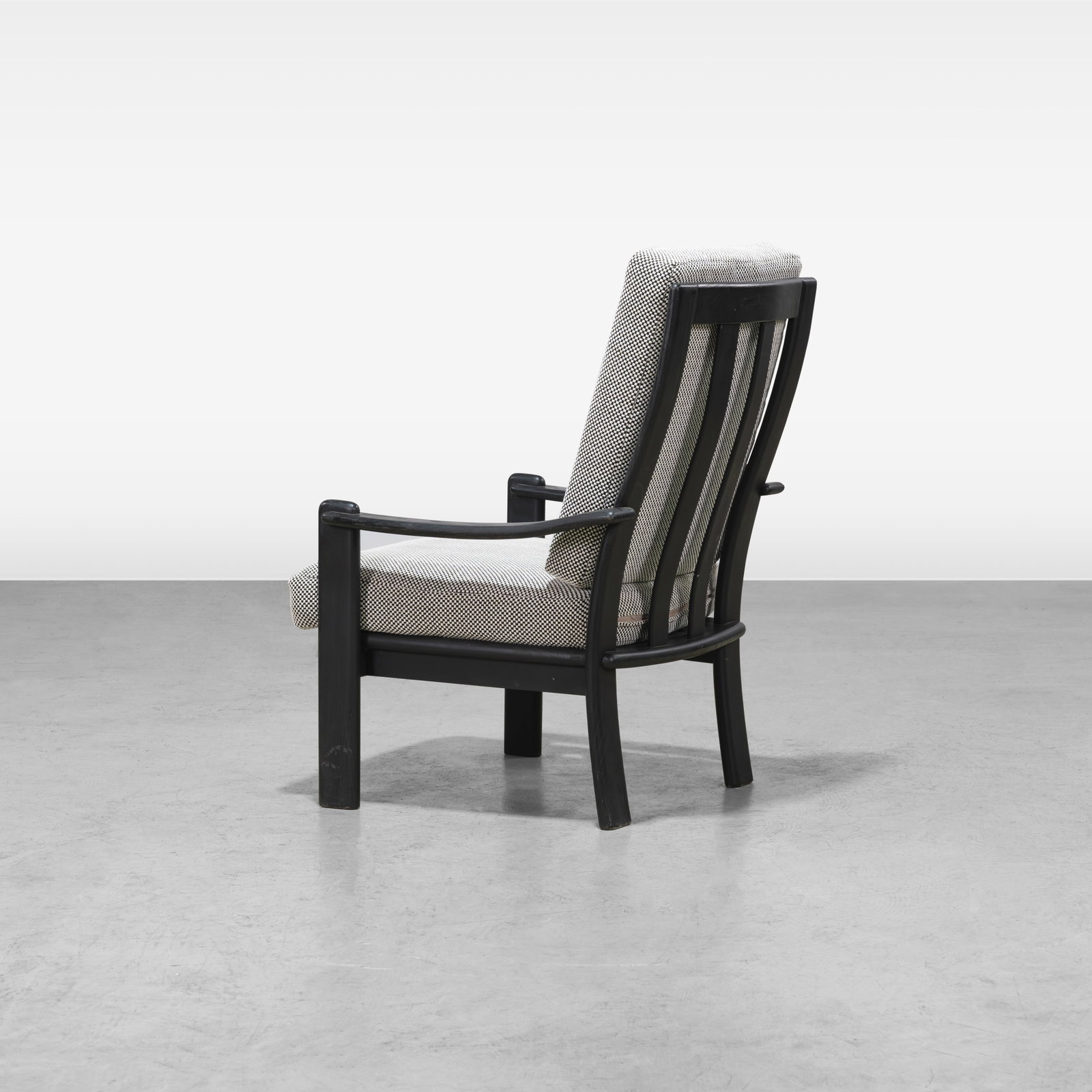 Danish Brutalist Lounge Chair: A vintage Danish lounge chair. All measurements are in inches. Height x Width x Depth