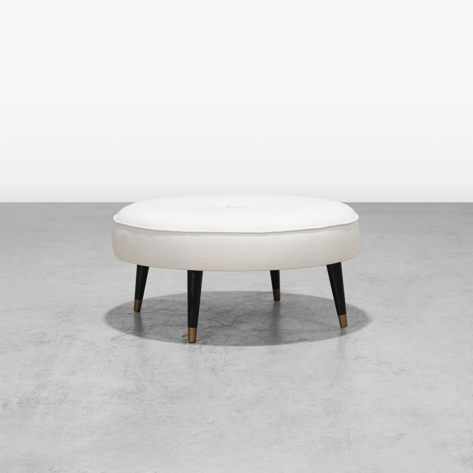 Adrian Pearsall - Ottoman: An oversized ottoman with brass feet by Adrian Pearsall for Craft Associates. All measurements are in inches. Height x Width x Depth