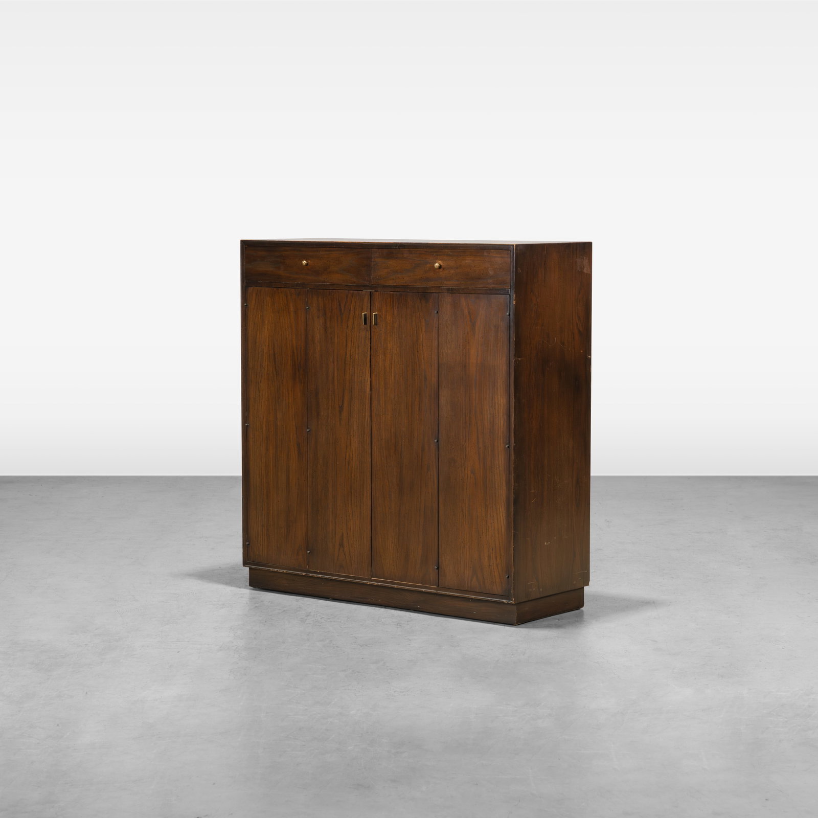 Founders - Armoire: A vintage armoire with bifold doors by Founders. All measurements are in inches. Height x Width x Depth