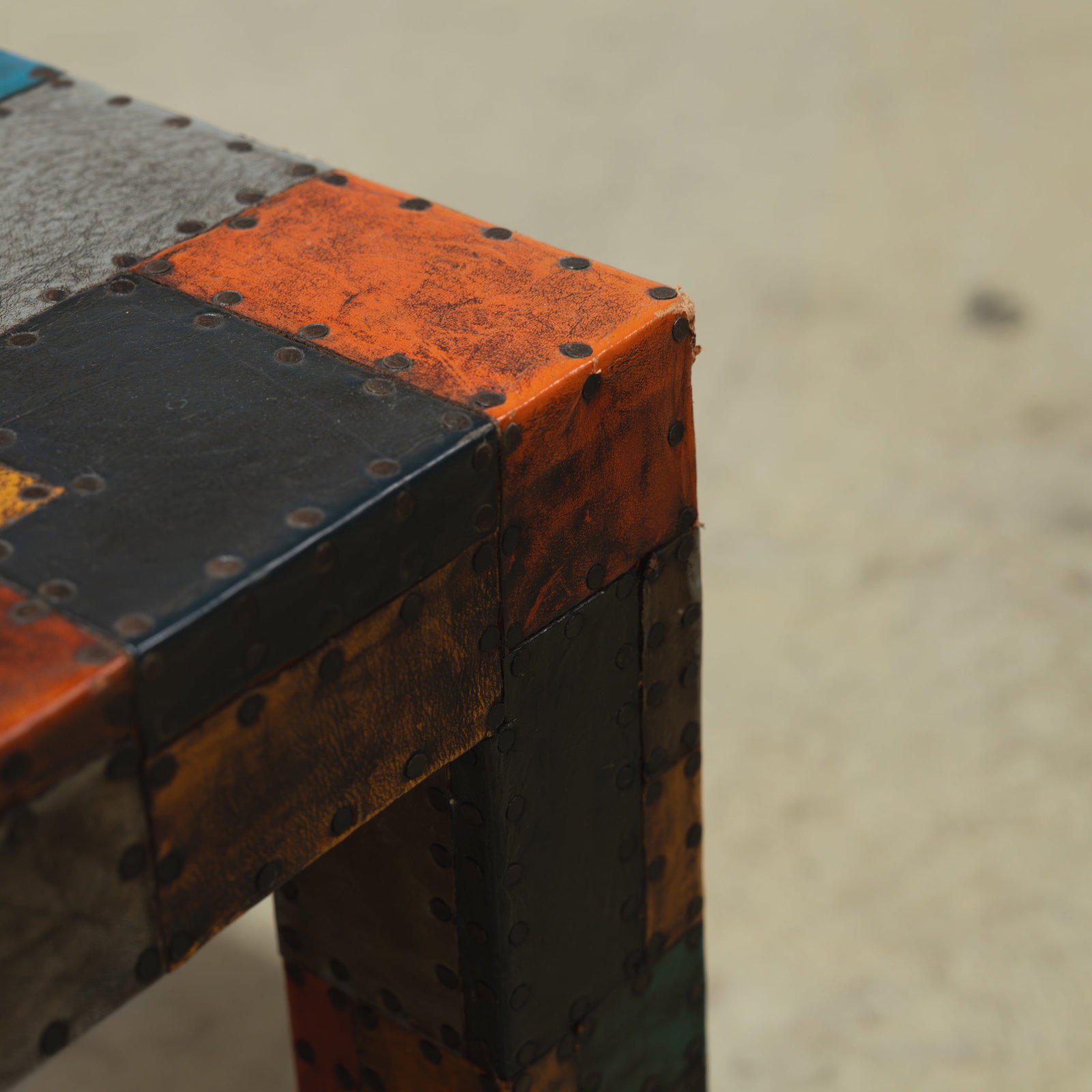 Patchwork Leather Table - 4