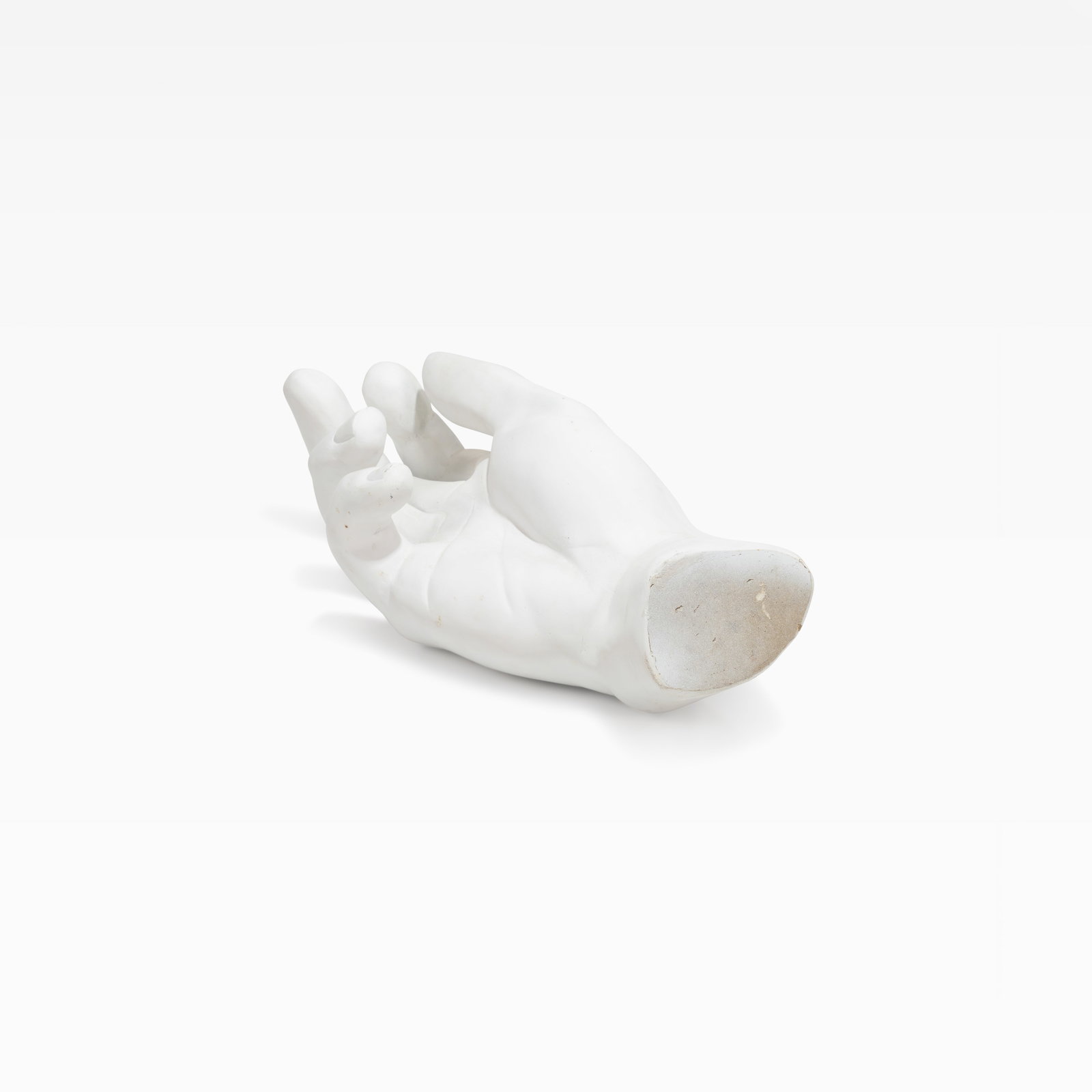 Hand Sculpture: An oversized hand sculpture / bowl. All measurements are in inches. Height x Width x Depth