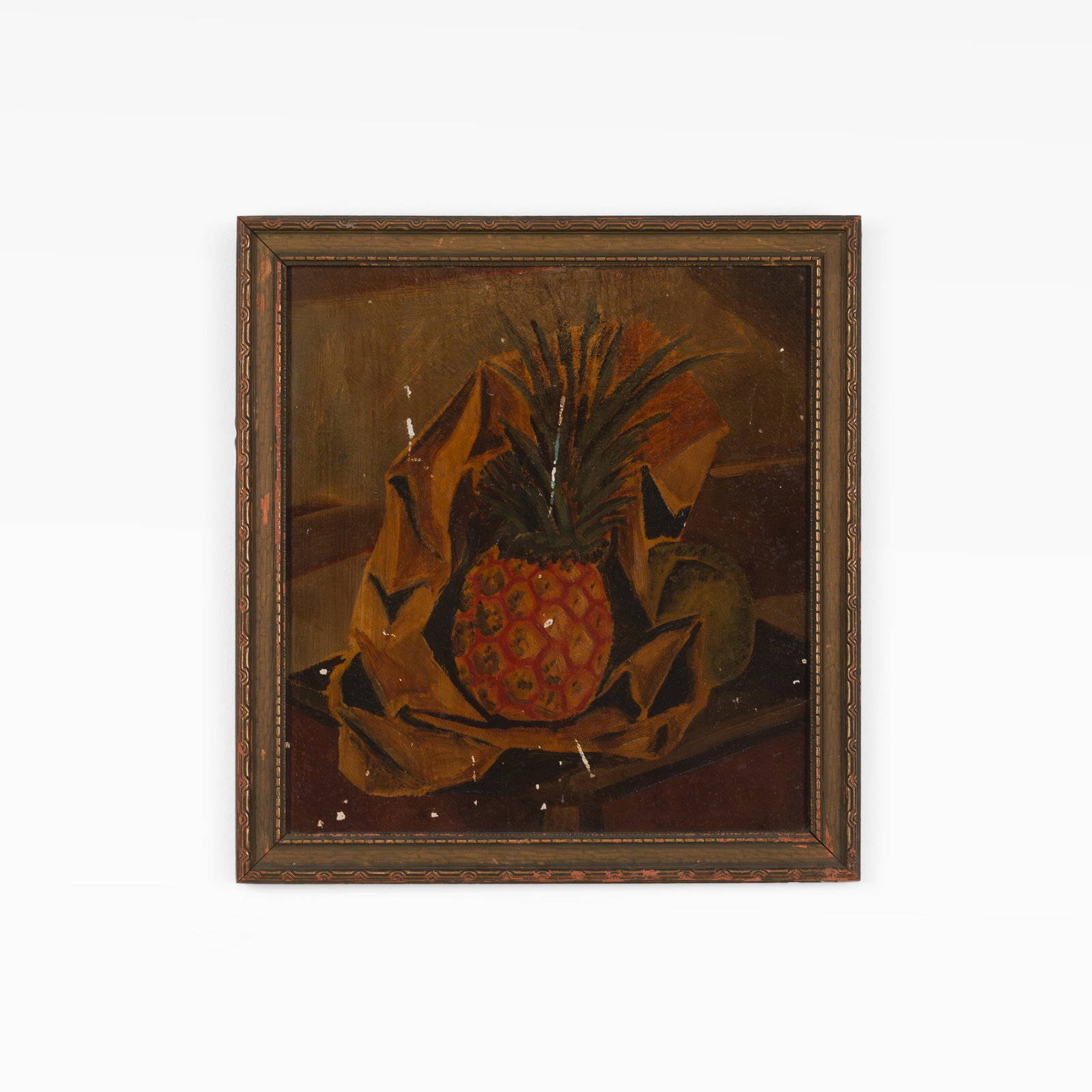 Pineapple Still Life: Acrylic on board. Sight - 16.5 x 15.25. All measurements are in inches. Height x Width x Depth