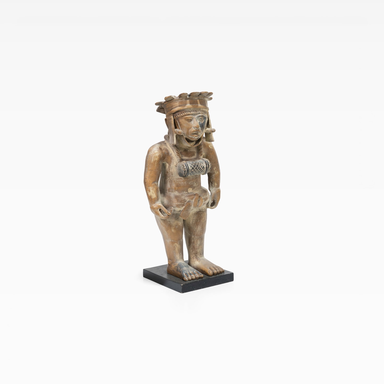 Mayan Warrior: A cast resin sculpture of a Mayan Warrior. All measurements are in inches. Height x Width x Depth