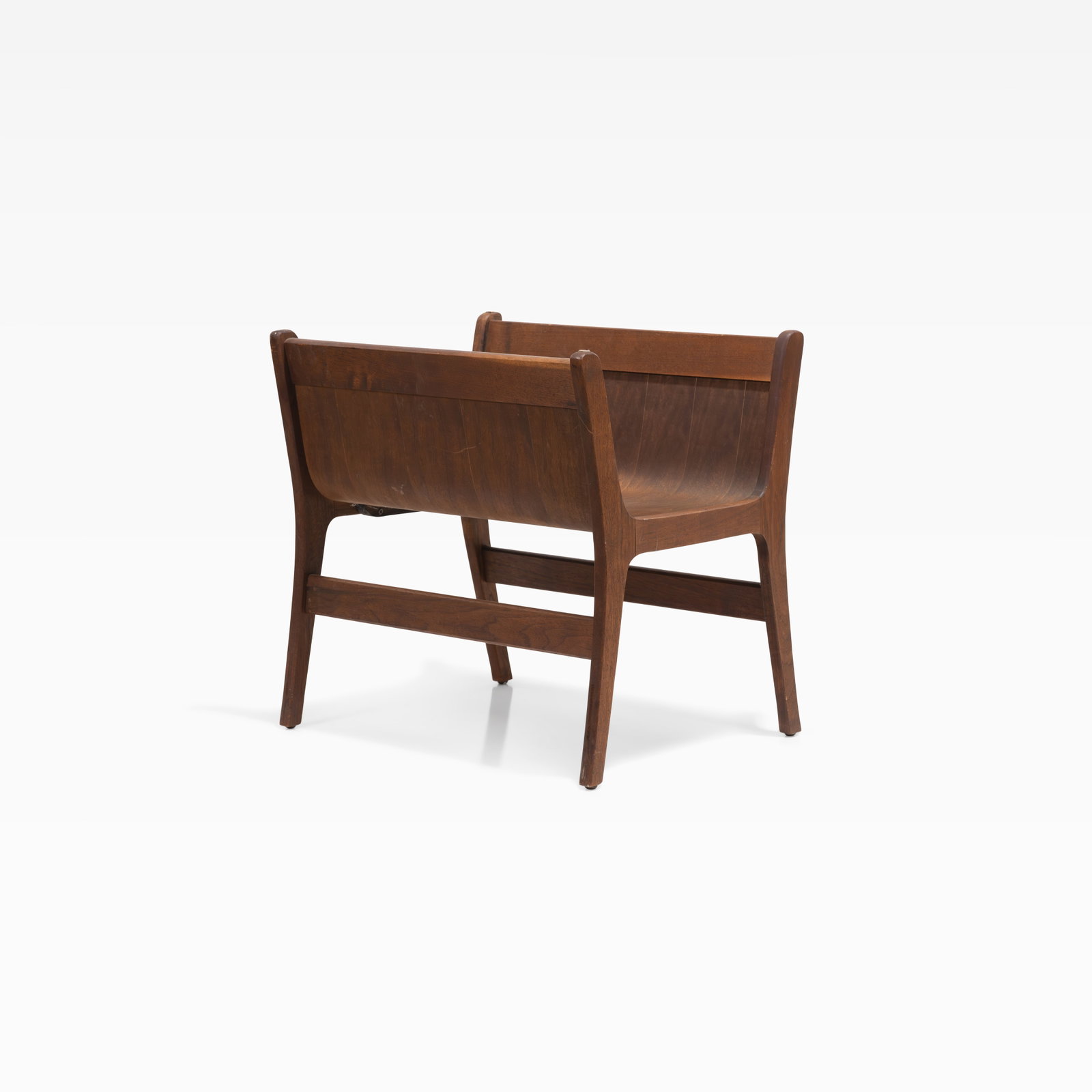 Magazine Rack: A bentwood magazine rack. All measurements are in inches. Height x Width x Depth