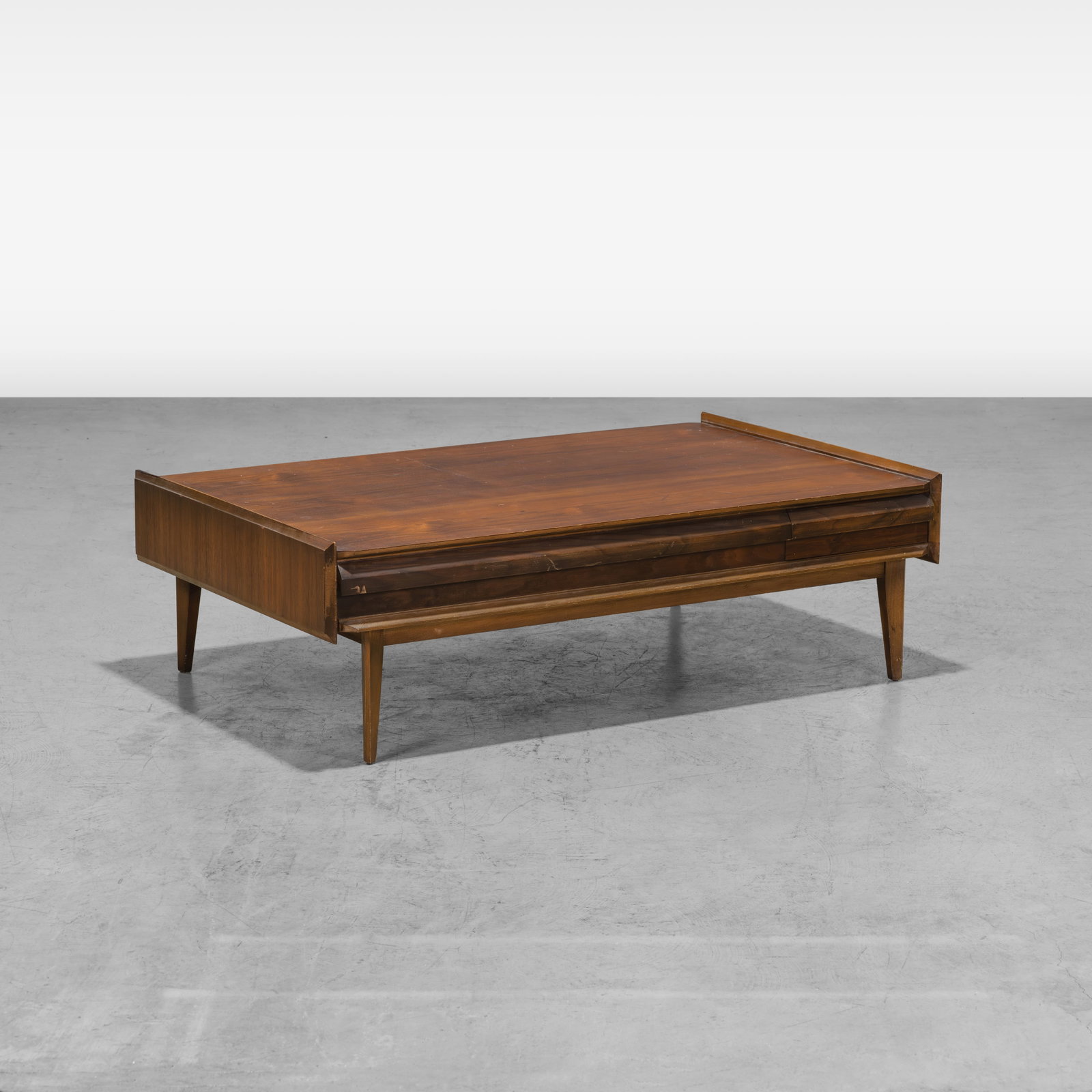 Lane - Coffee Table: A walnut Lane coffee table. All measurements are in inches. Height x Width x Depth